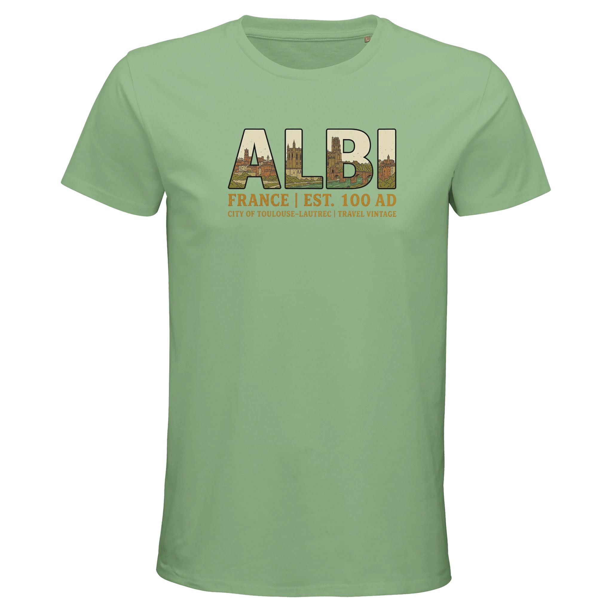 T-shirt Albi homme bio ajusté ville rose du Tarn T-shirt Albi homme bio ajusté ville rose du Tarn