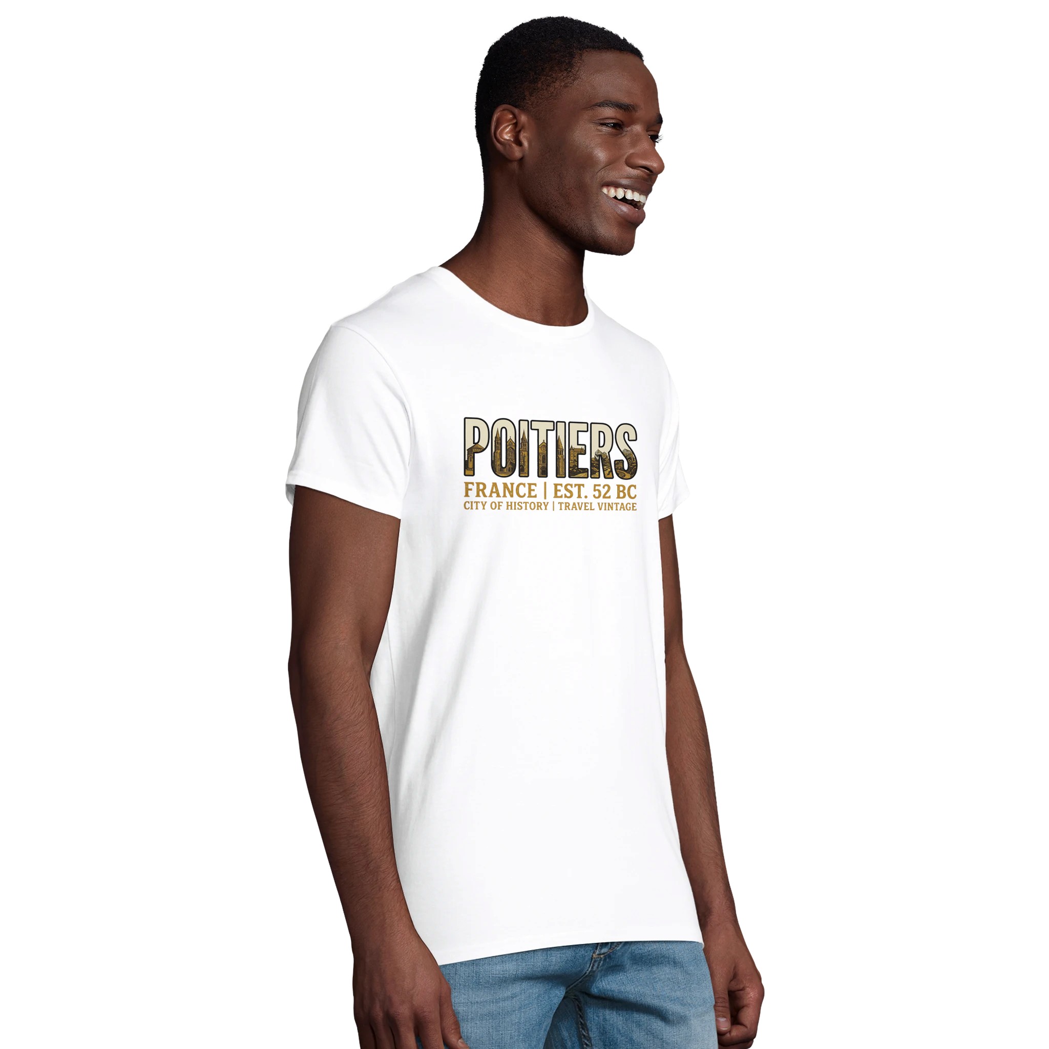 T-shirt Poitiers homme bio ajusté ville vintage T-shirt Poitiers homme bio ajusté ville vintage