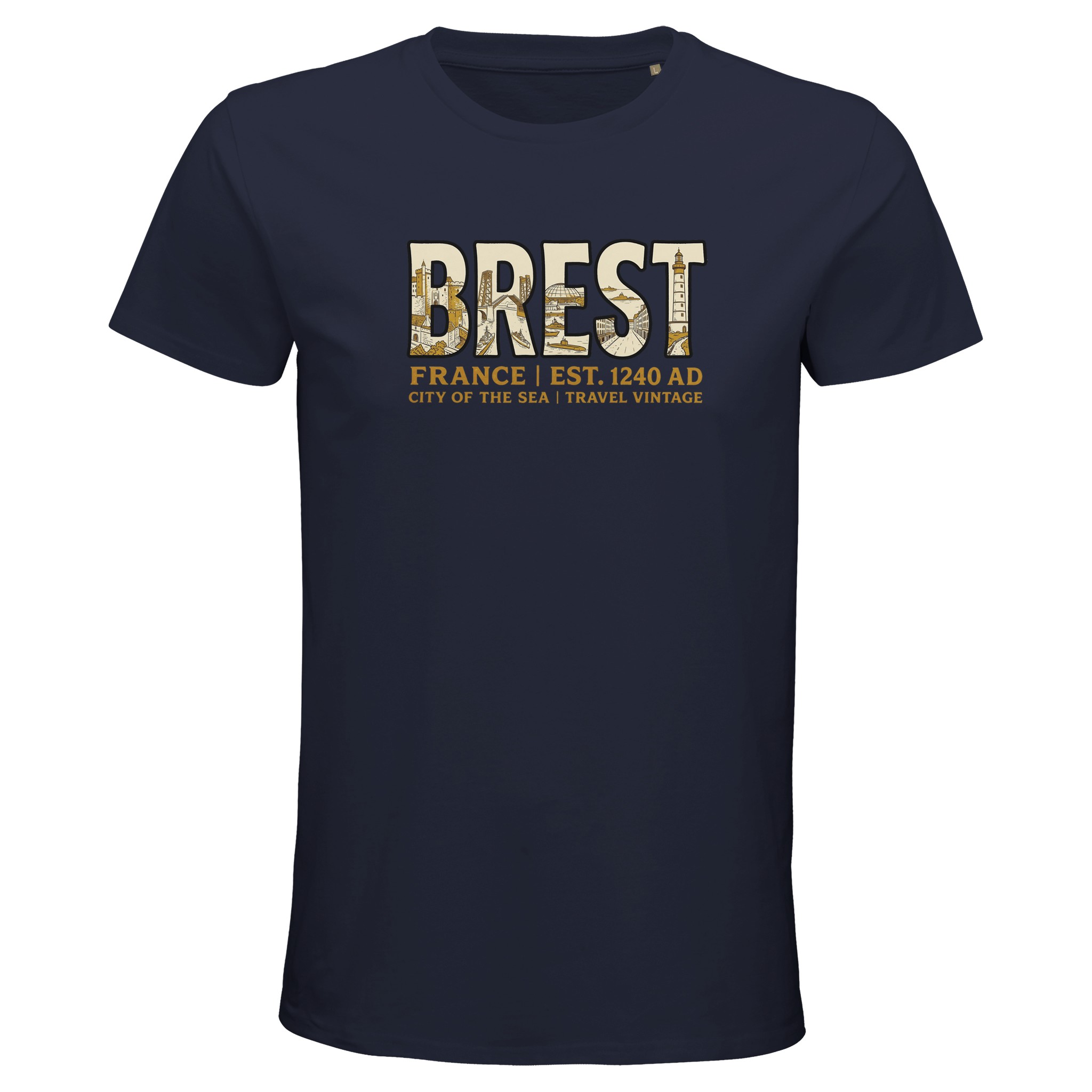 T-shirt Brest homme bio ajusté ville maritime T-shirt Brest homme bio ajusté ville maritime