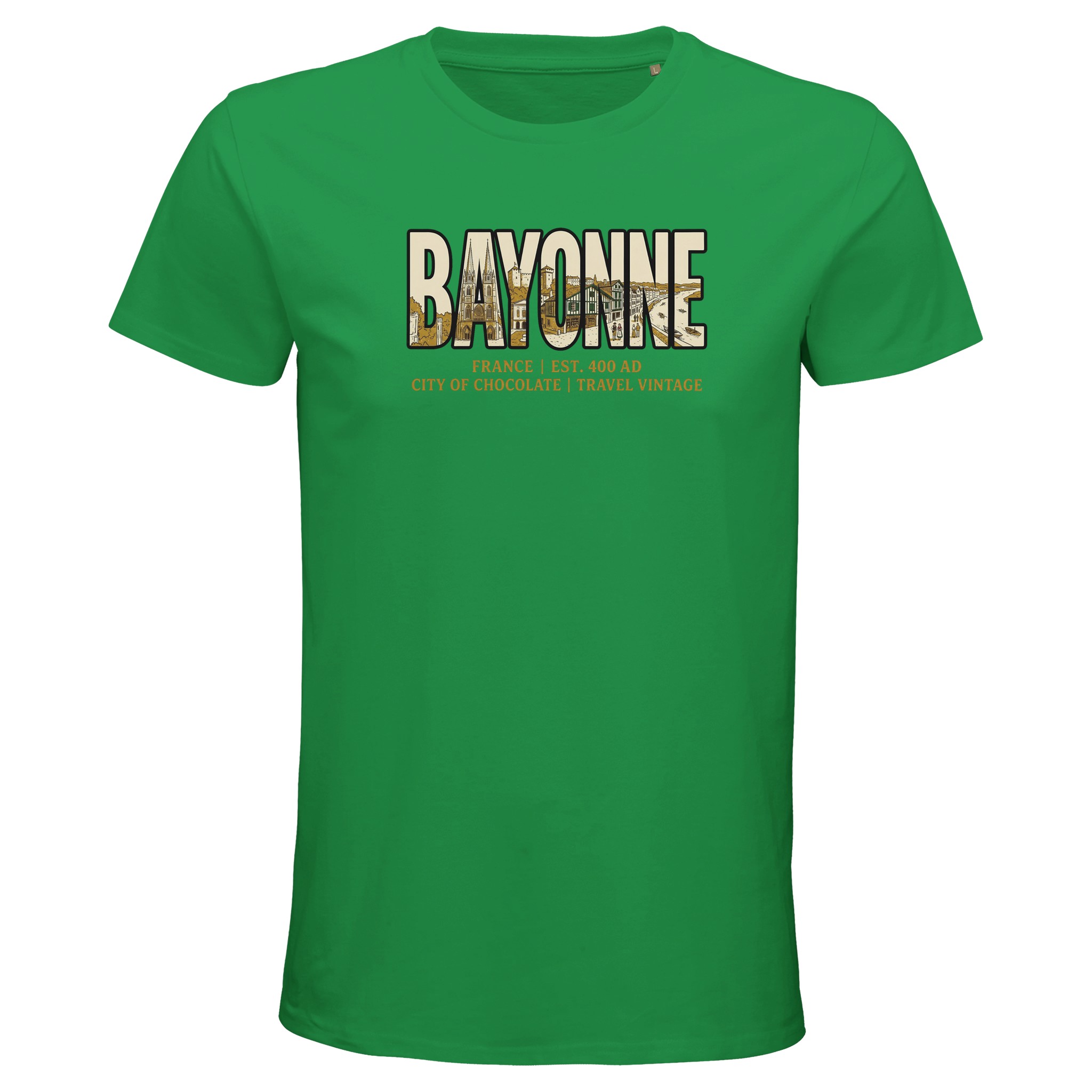 T-shirt Bayonne homme bio ajusté ville de chocolat T-shirt Bayonne homme bio ajusté ville de chocolat