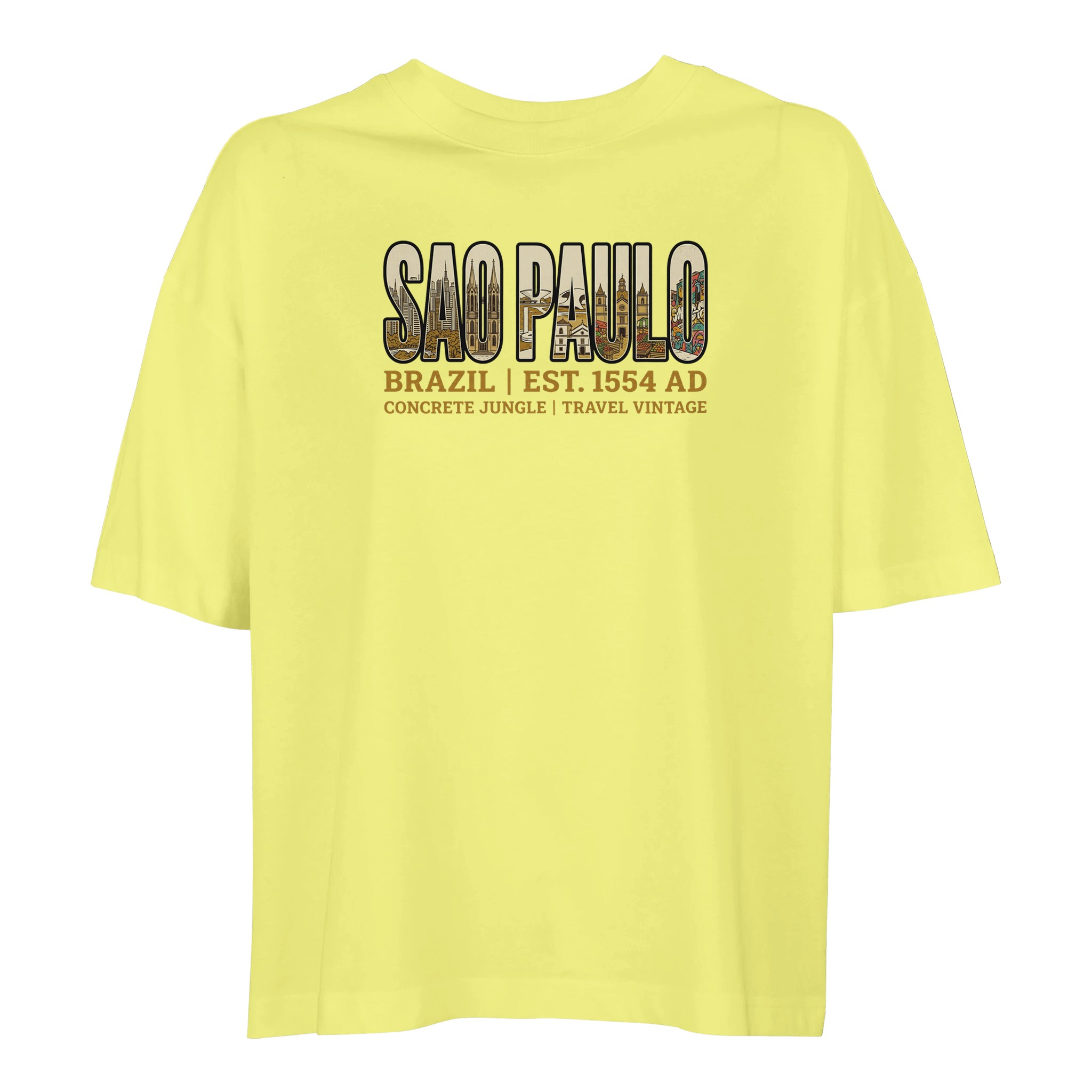 T-shirt São Paulo femme ample coton bio T-shirt São Paulo femme ample coton bio, coloris Jaune clair
