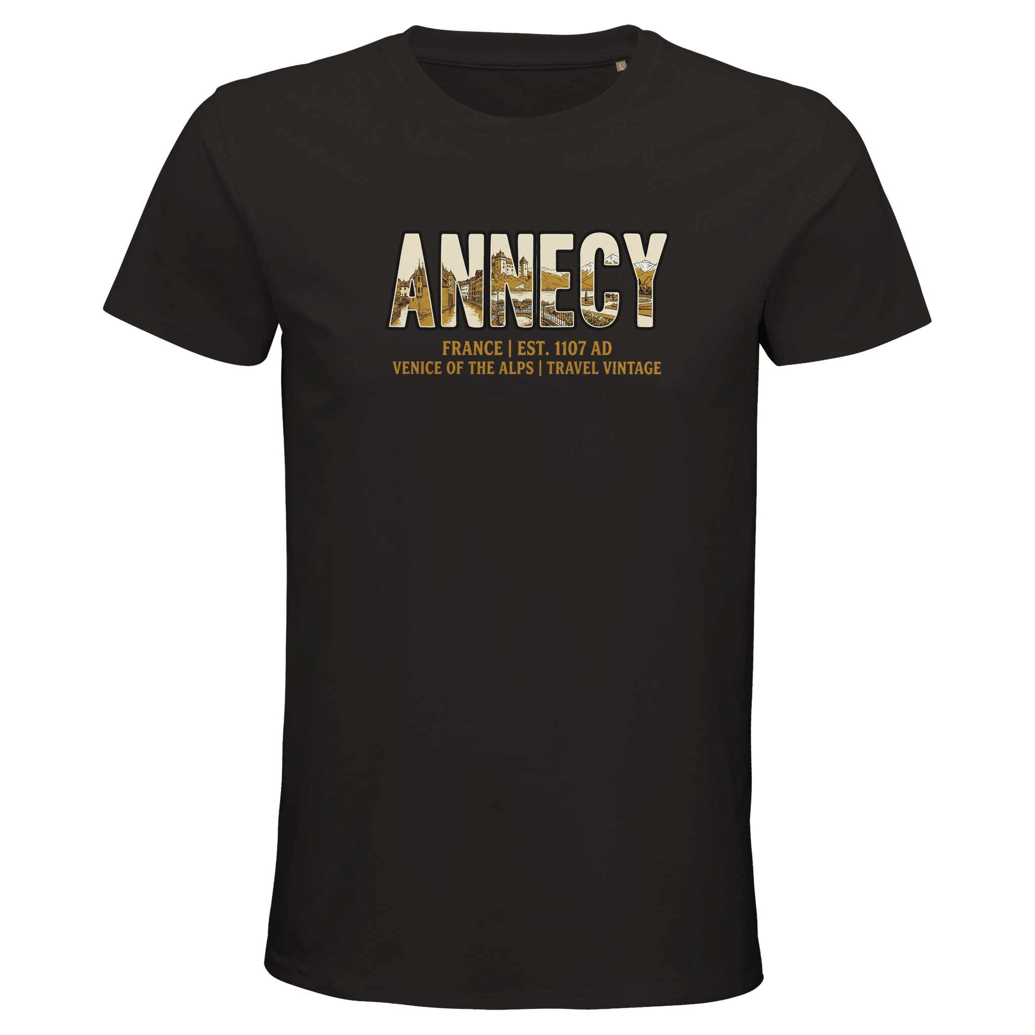 T-shirt Annecy homme bio ajusté ville des Alpes T-shirt Annecy homme bio ajusté ville des Alpes
