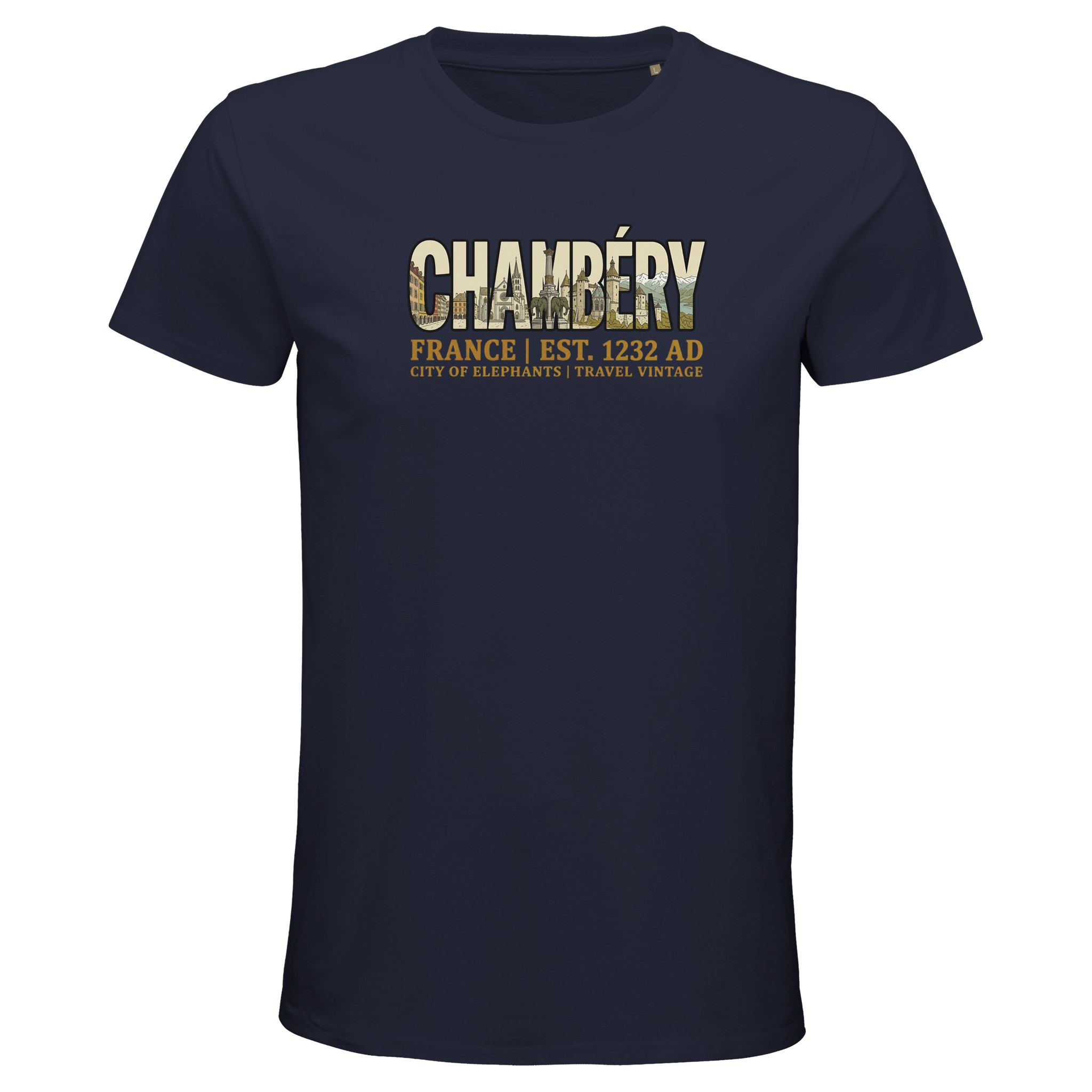 T-shirt Chambéry homme bio ajusté ville des Éléphants T-shirt Chambéry homme bio ajusté ville des Éléphants