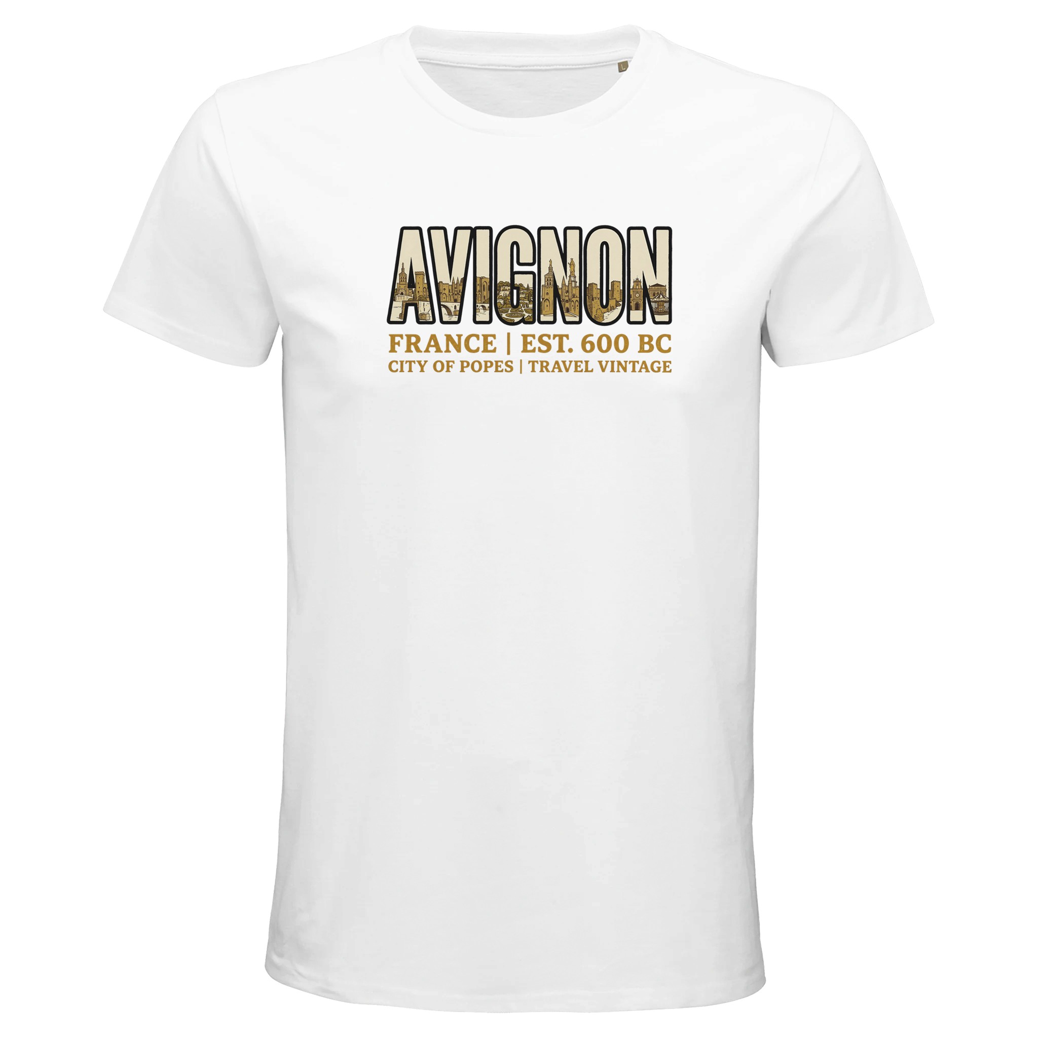 T-shirt Avignon homme bio ajusté ville vintage T-shirt Avignon homme bio ajusté ville vintage
