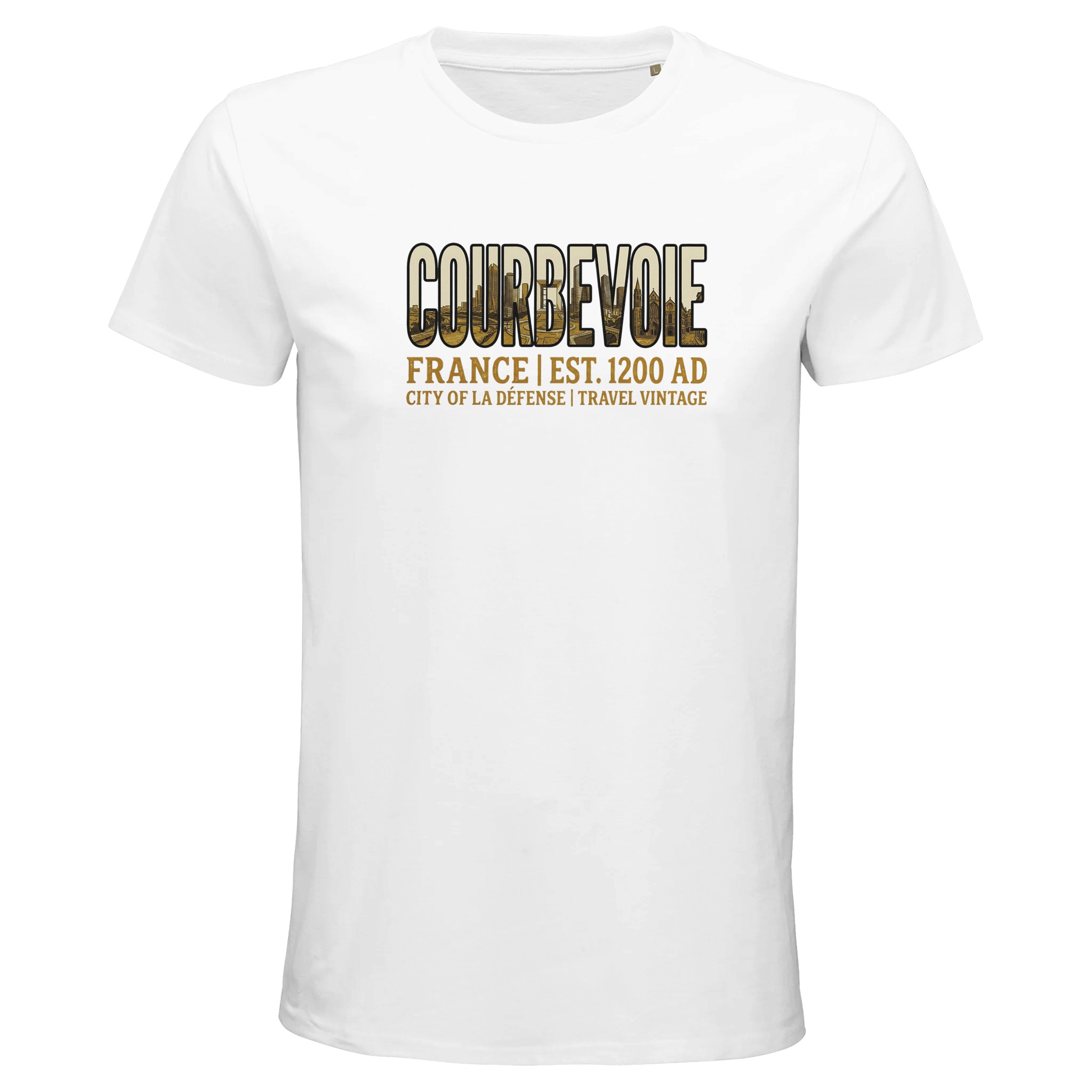 T-shirt Courbevoie homme bio ajusté ville française T-shirt Courbevoie homme bio ajusté ville française