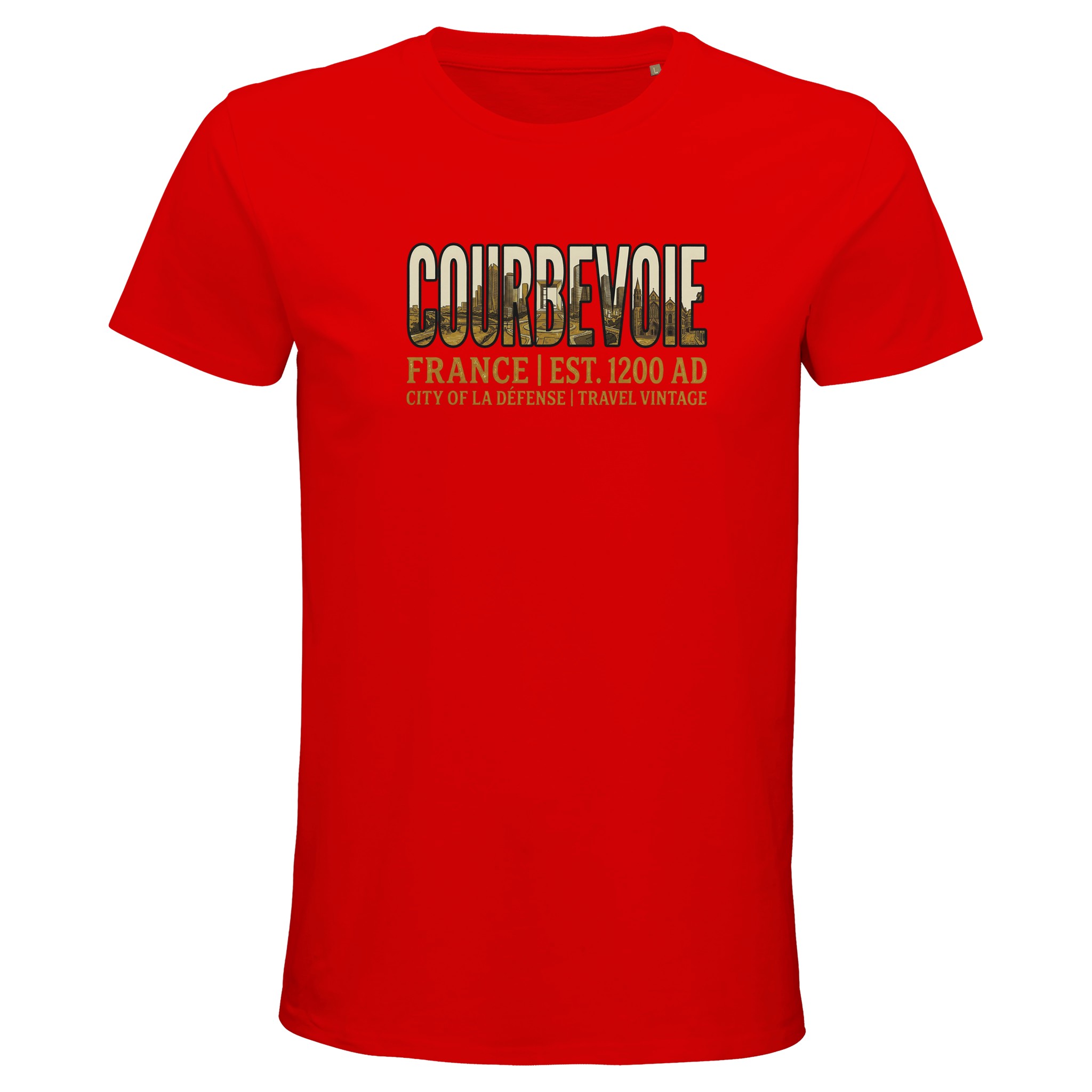 T-shirt Courbevoie homme bio ajusté ville française T-shirt Courbevoie homme bio ajusté ville française