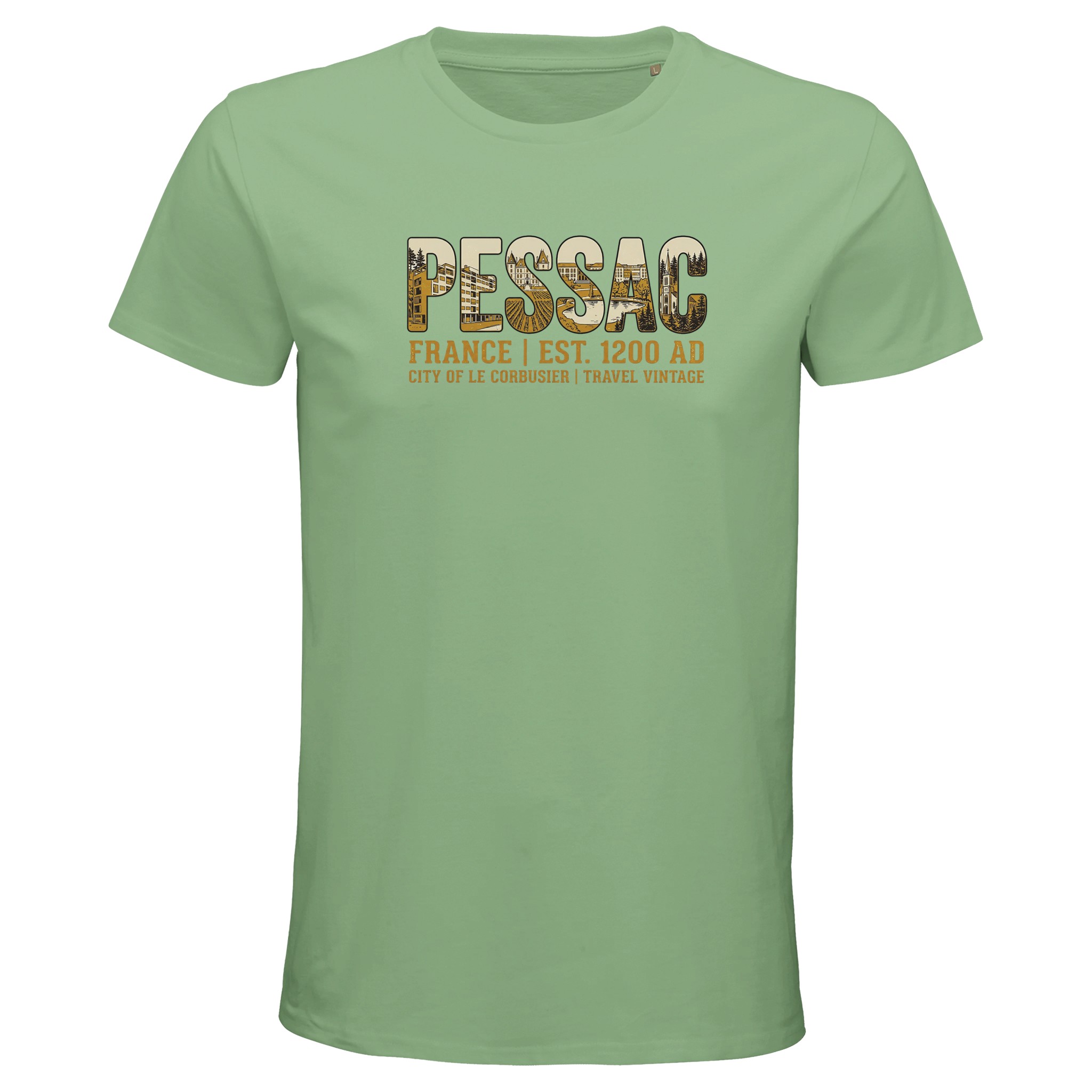 T-shirt Pessac homme bio ajusté ville française T-shirt Pessac homme bio ajusté ville française