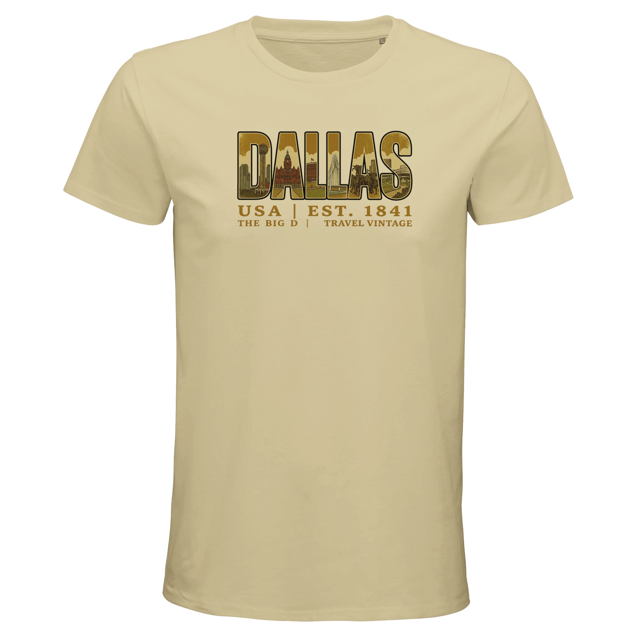 T-shirt Dallas homme bio ajusté Big D vintage T-shirt Dallas homme bio ajusté Big D vintage