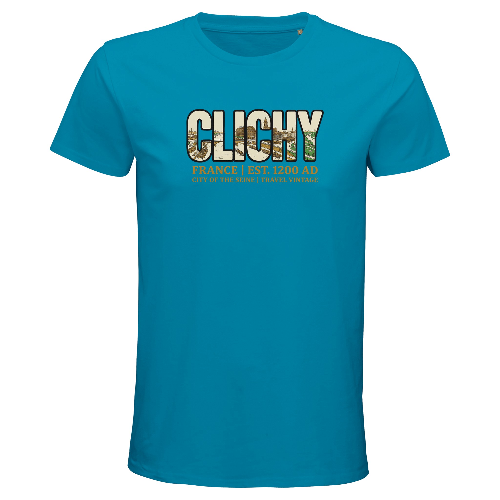 T-shirt Clichy homme bio ajusté ville vintage T-shirt Clichy homme bio ajusté ville vintage