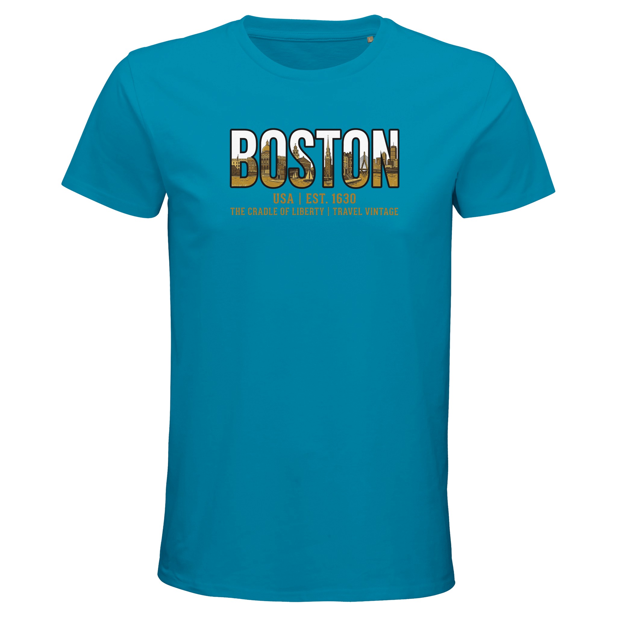 T-shirt Boston homme bio ajusté coton premium T-shirt Boston homme bio ajusté coton premium, coloris Aqua