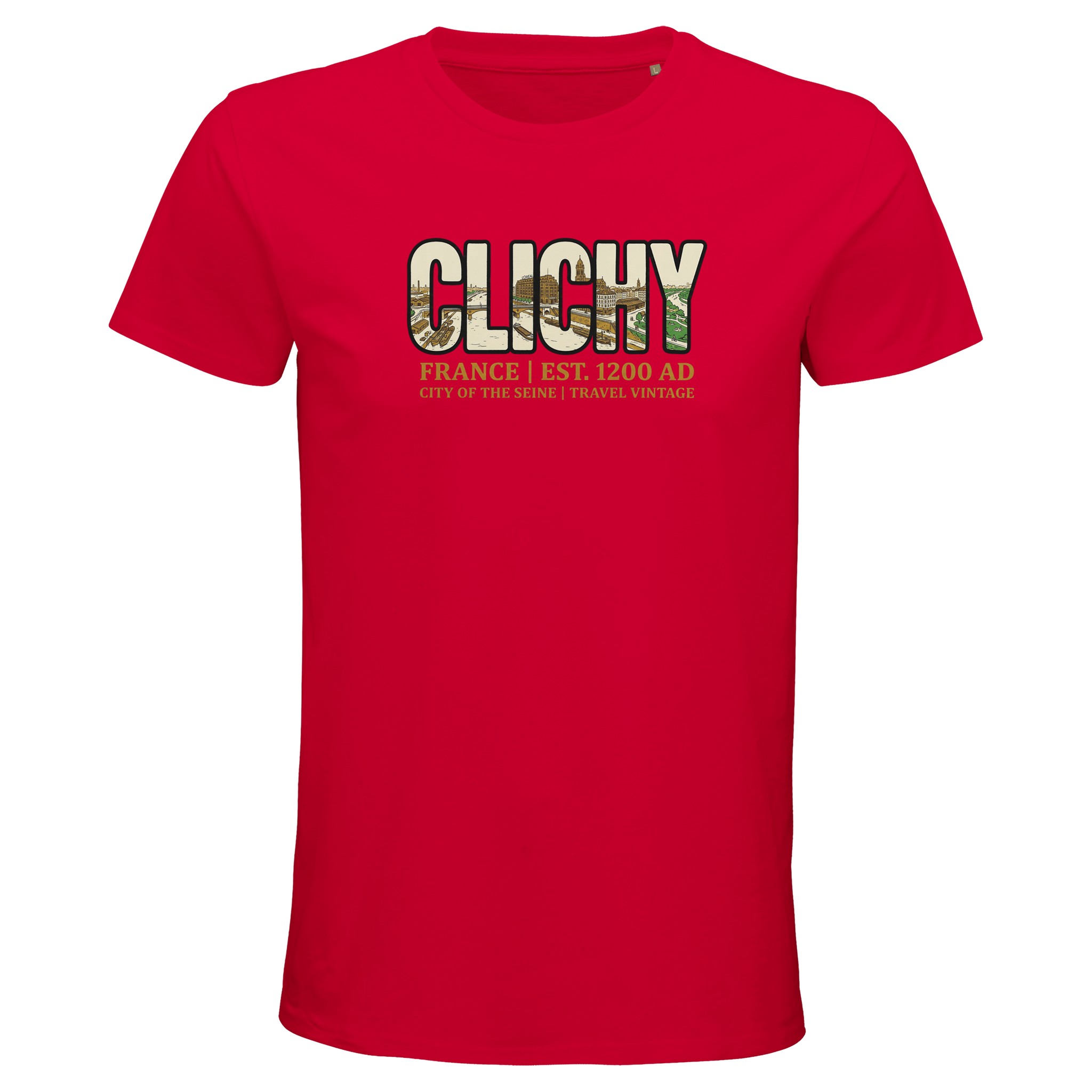 T-shirt Clichy homme bio ajusté ville vintage T-shirt Clichy homme bio ajusté ville vintage