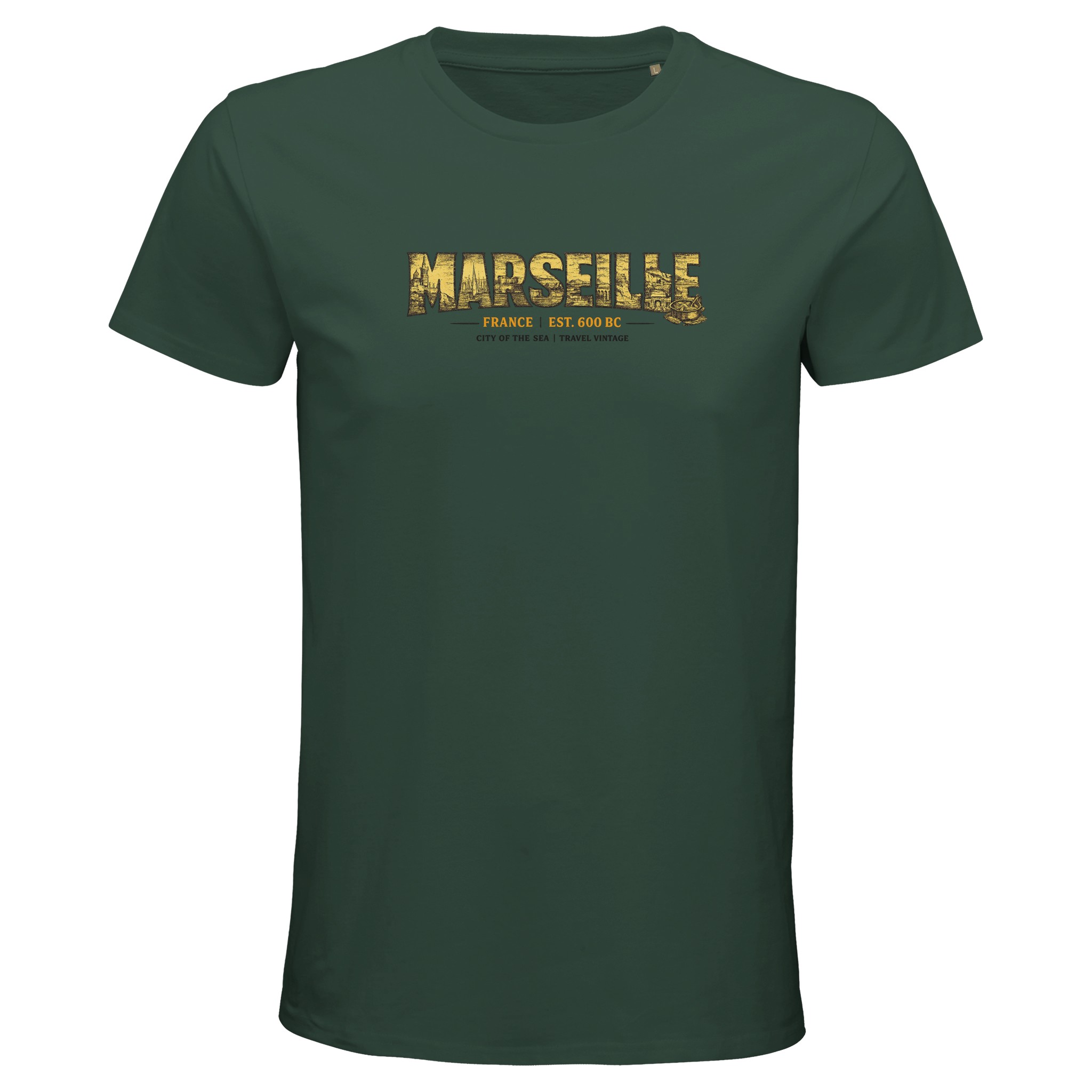 T-shirt Marseille homme bio ajusté ville emblématique T-shirt Marseille homme bio ajusté ville emblématique