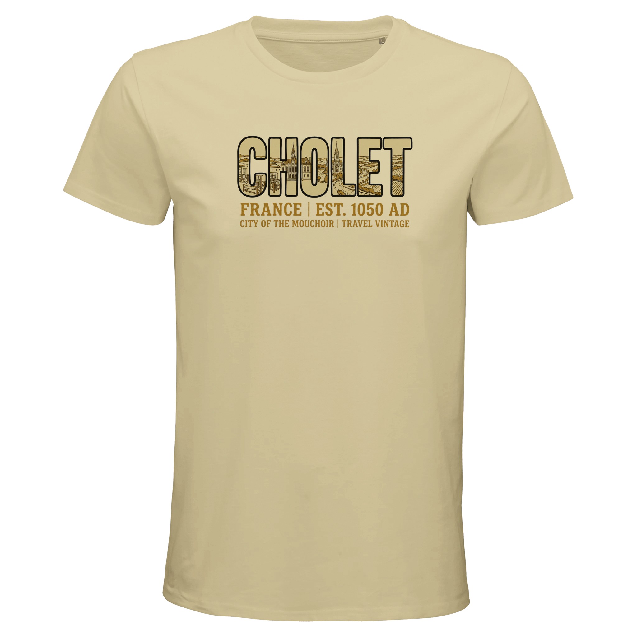 T-shirt Cholet homme bio ajusté ville vintage T-shirt Cholet homme bio ajusté ville vintage