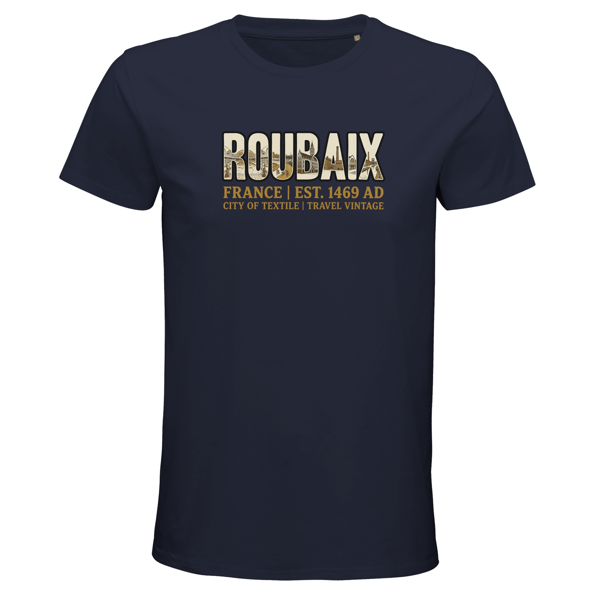 T-shirt Roubaix homme bio ajusté ville textile T-shirt Roubaix homme bio ajusté ville textile