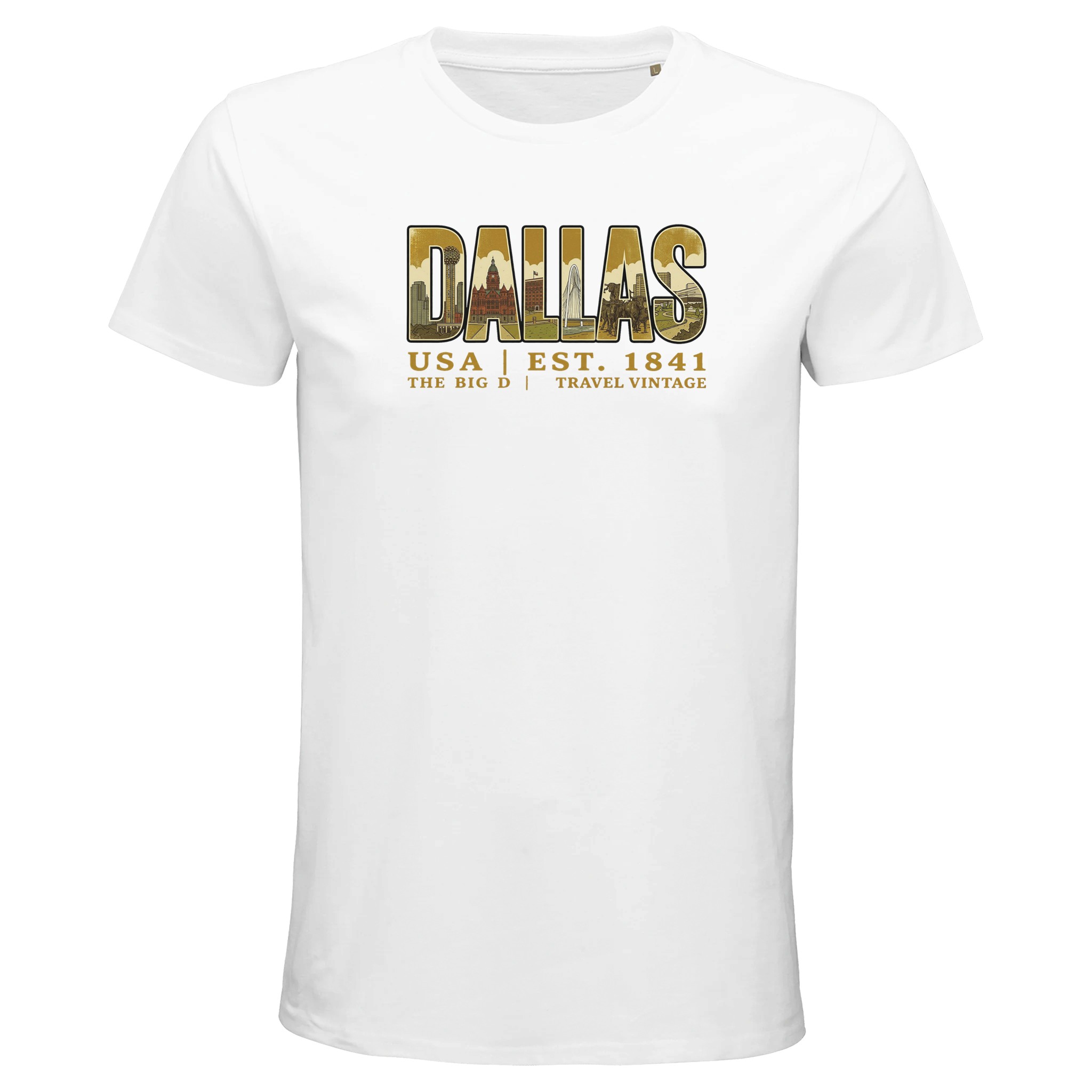 T-shirt Dallas homme bio ajusté Big D vintage T-shirt Dallas homme bio ajusté Big D vintage
