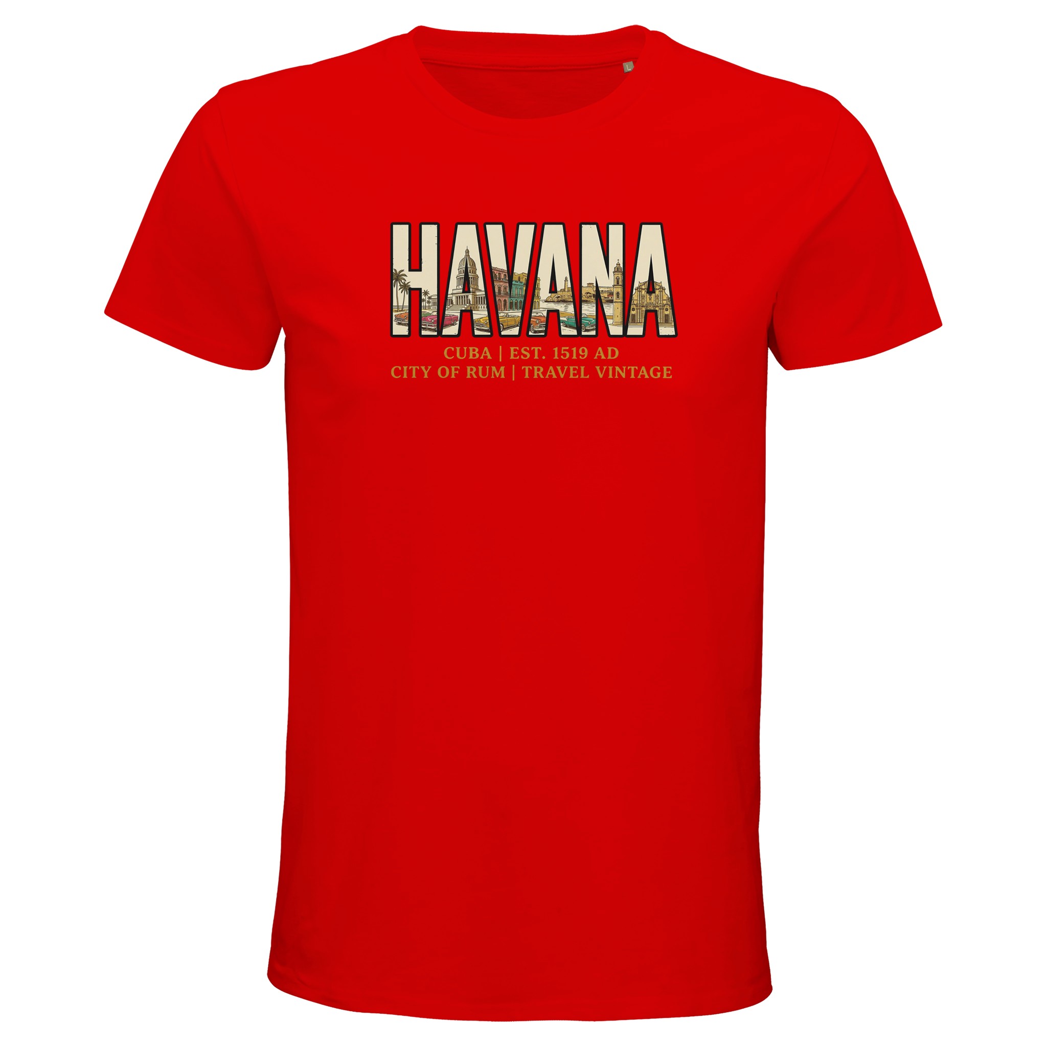 T-shirt La Havane homme bio ajusté T-shirt La Havane homme bio ajusté, coloris Bright Red