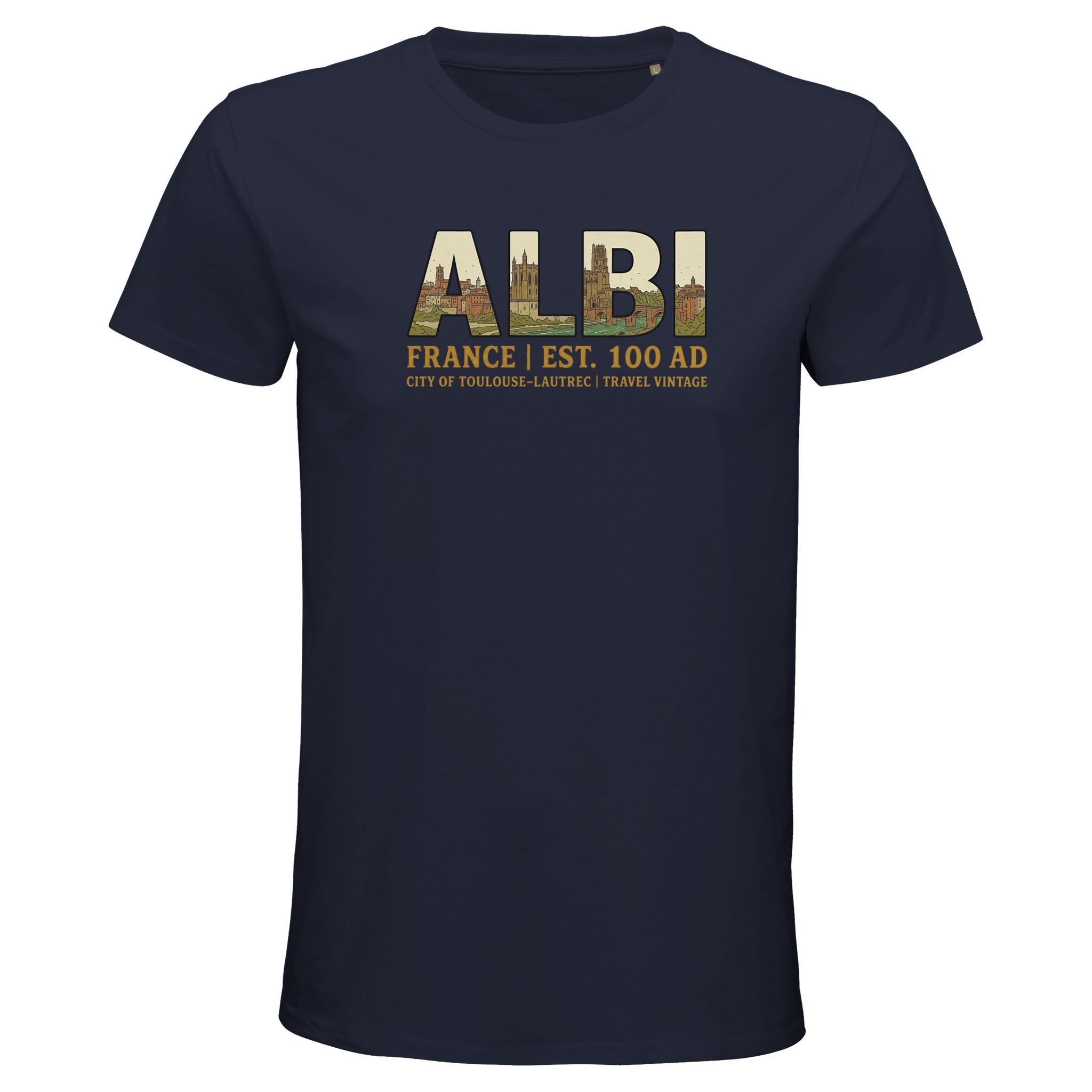 T-shirt Albi homme bio ajusté ville rose du Tarn T-shirt Albi homme bio ajusté ville rose du Tarn