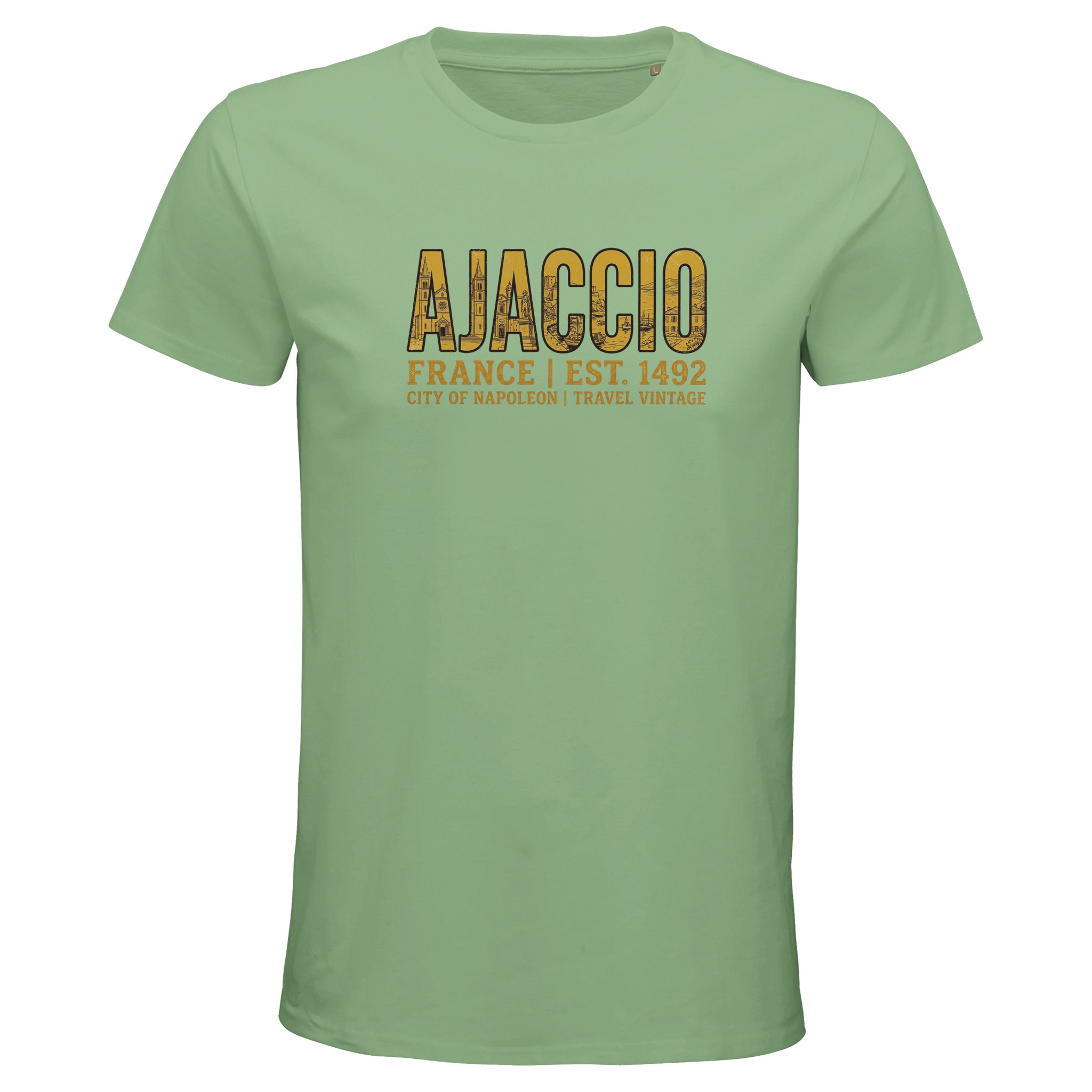 T-shirt Ajaccio homme bio ajusté ville Corse T-shirt Ajaccio homme bio ajusté ville Corse