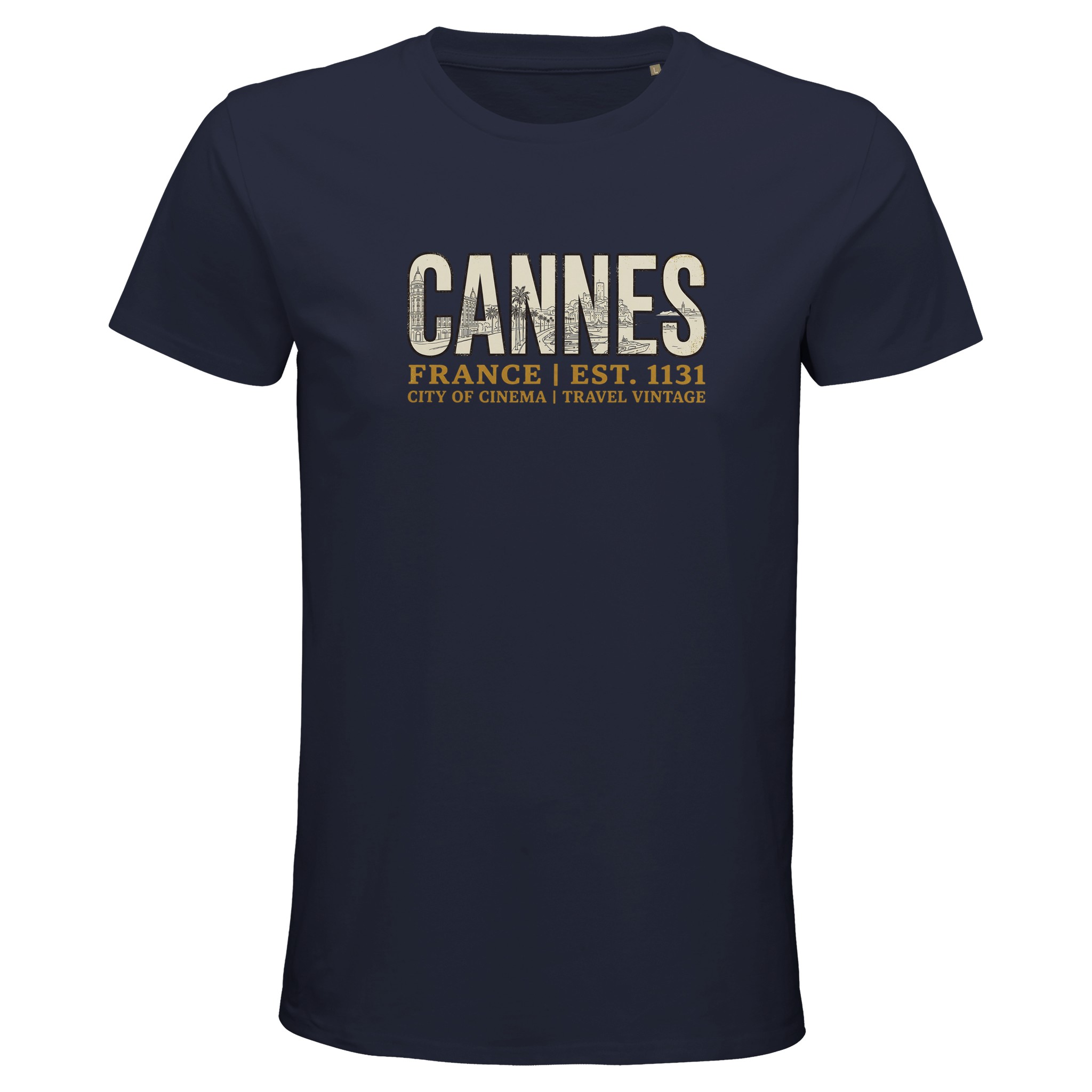 T-shirt Cannes homme bio ajusté ville Côte dAzur T-shirt Cannes homme bio ajusté ville Côte dAzur
