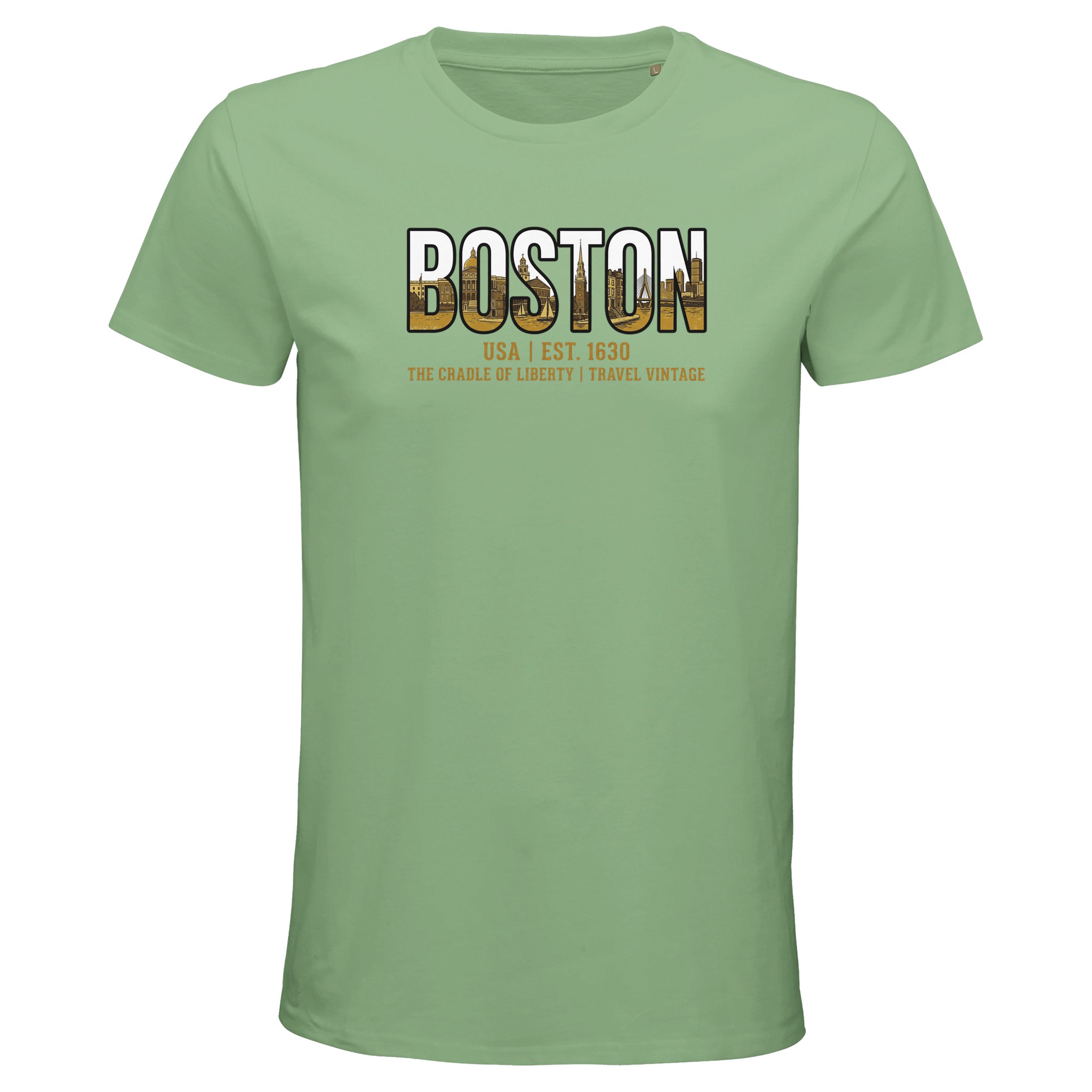 T-shirt Boston homme bio ajusté coton premium T-shirt Boston homme bio ajusté coton premium, coloris apple green
