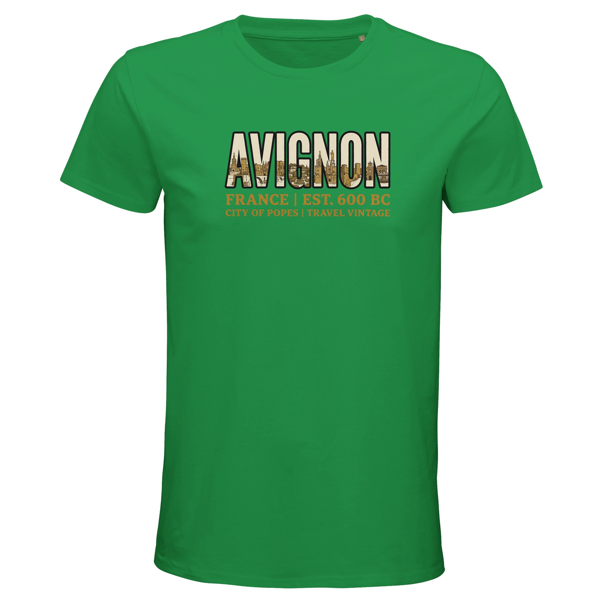 T-shirt Avignon homme bio ajusté ville vintage T-shirt Avignon homme bio ajusté ville vintage