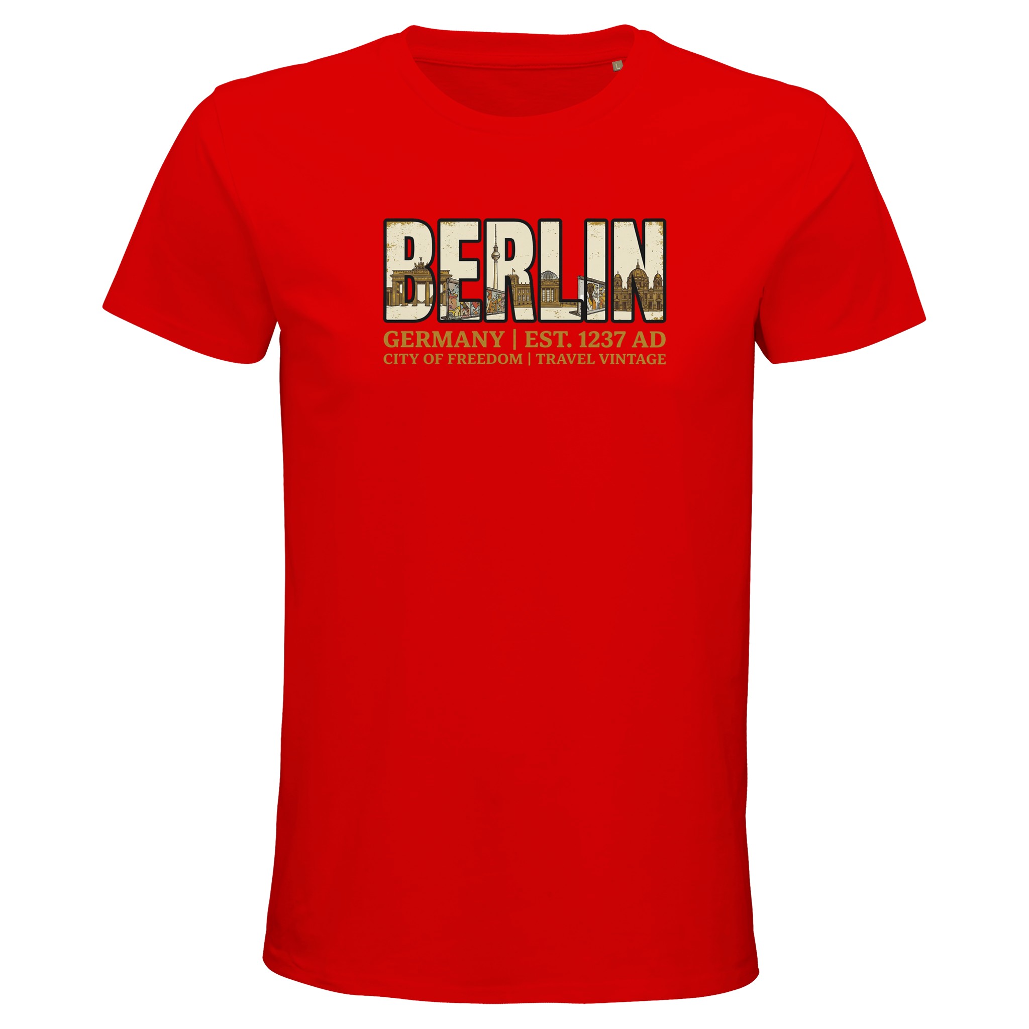 T-shirt Berlin homme bio ajusté ville de liberté T-shirt Berlin homme bio ajusté ville de liberté, coloris Bright Red