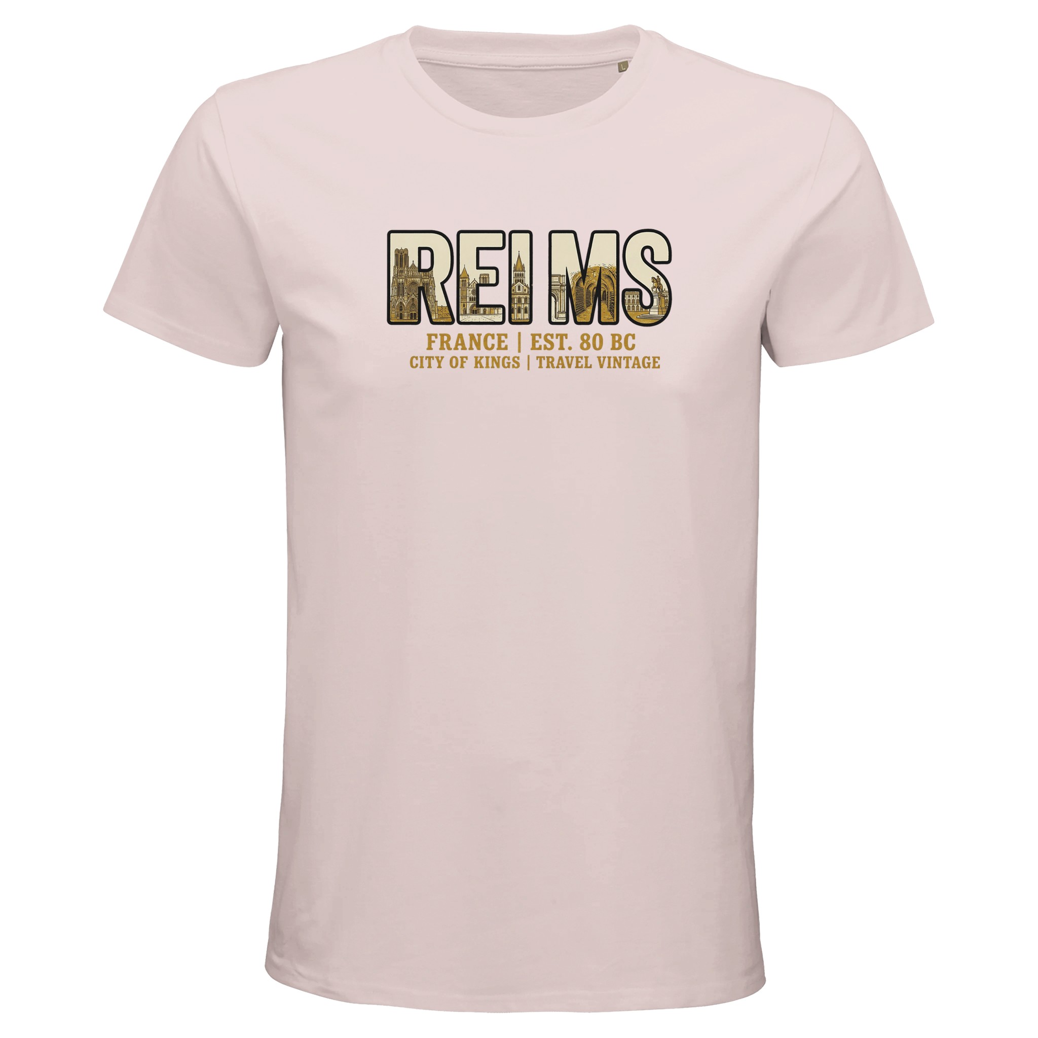 T-shirt Reims homme bio ajusté ville historique T-shirt Reims homme bio ajusté ville historique