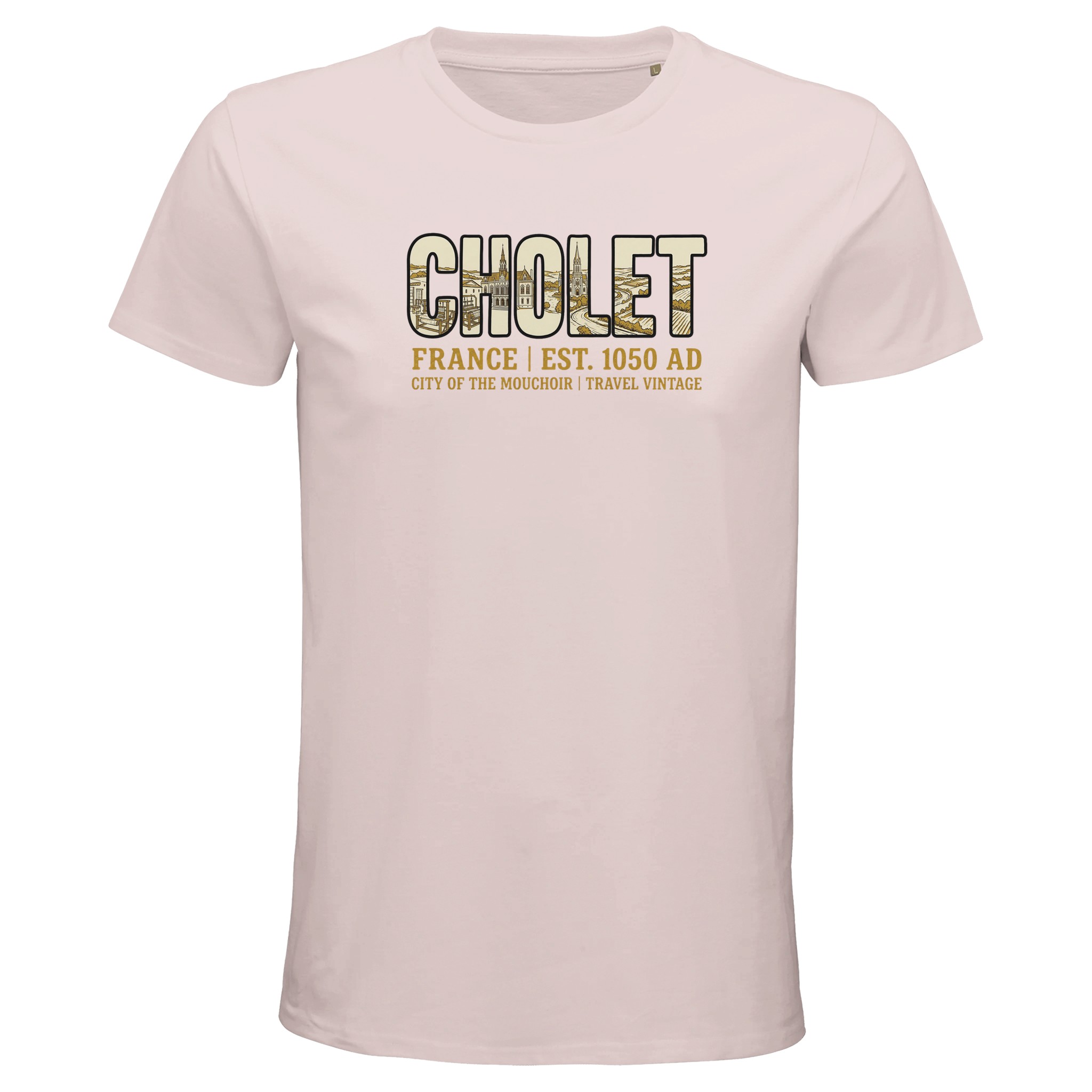 T-shirt Cholet homme bio ajusté ville vintage T-shirt Cholet homme bio ajusté ville vintage