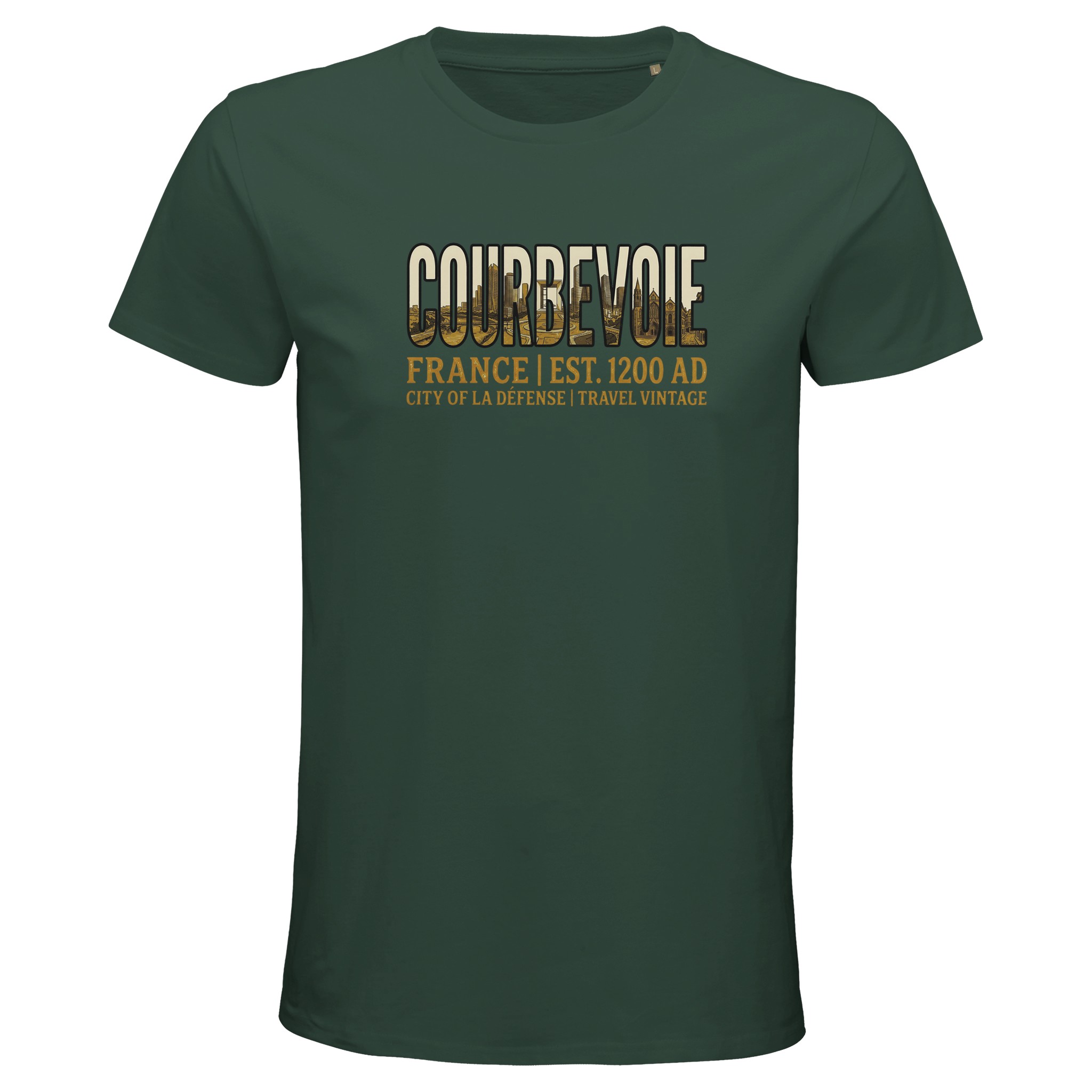 T-shirt Courbevoie homme bio ajusté ville française T-shirt Courbevoie homme bio ajusté ville française