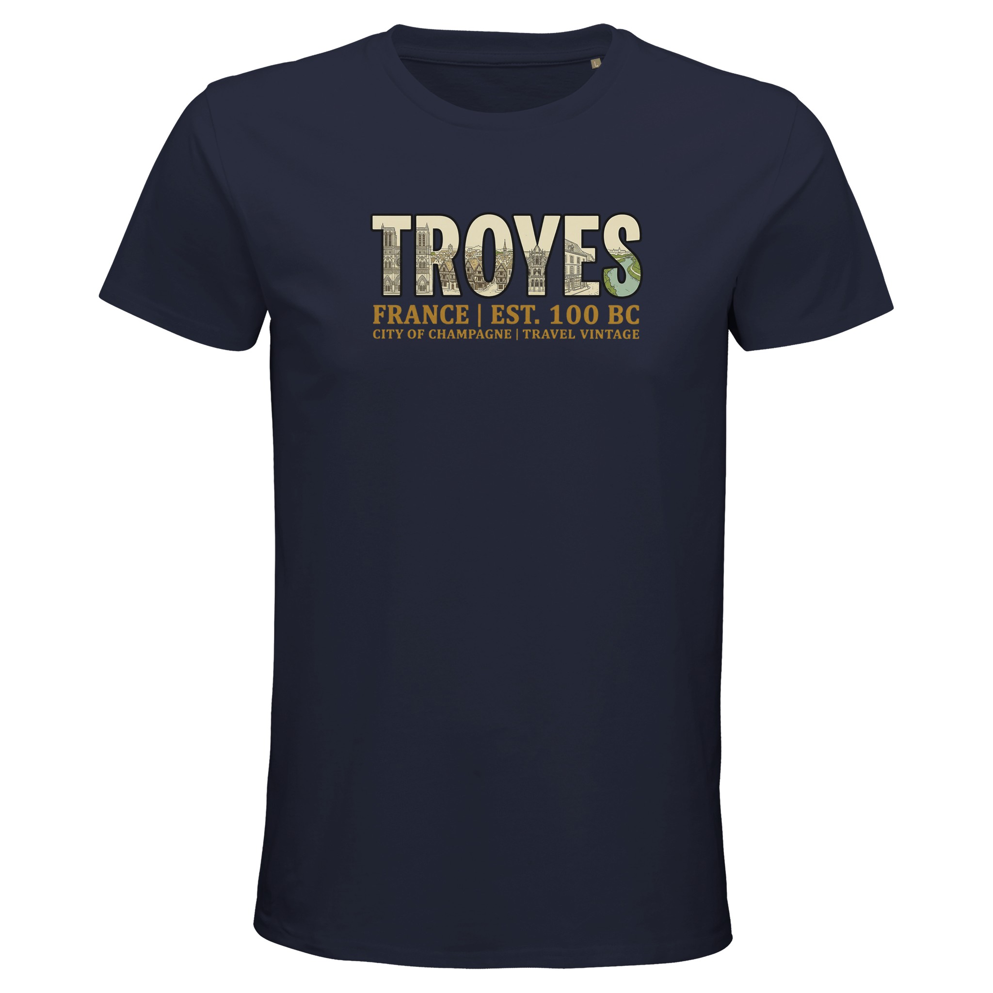 T-shirt Troyes homme bio ajusté ville champagne T-shirt Troyes homme bio ajusté ville champagne