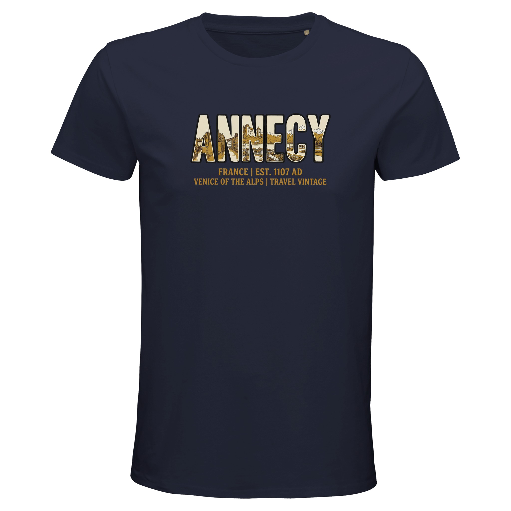 T-shirt Annecy homme bio ajusté ville des Alpes T-shirt Annecy homme bio ajusté ville des Alpes