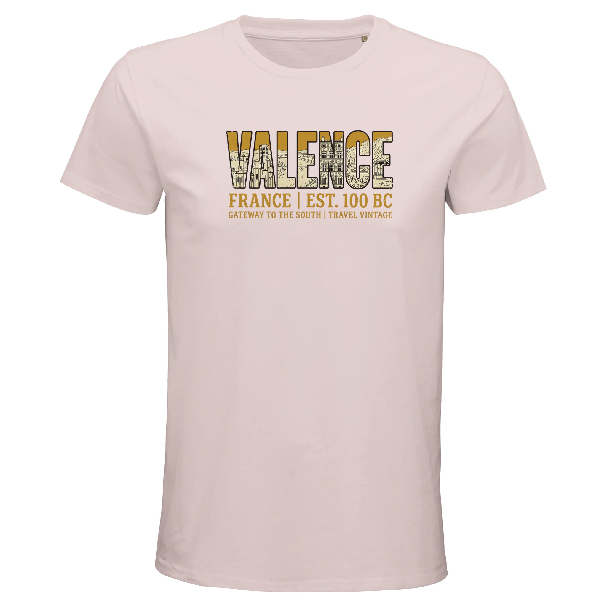 T-shirt Valence homme bio ajusté ville vintage T-shirt Valence homme bio ajusté ville vintage