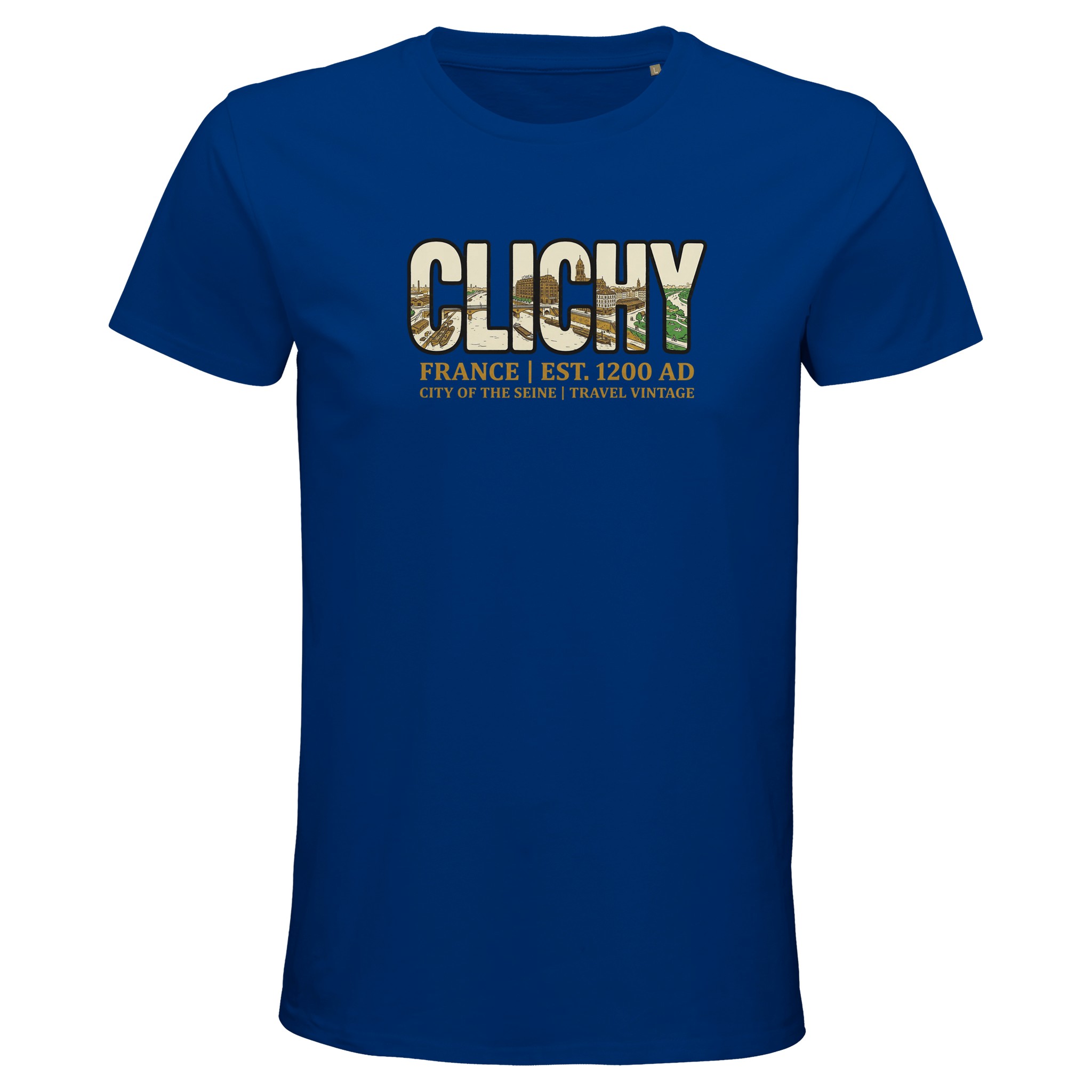 T-shirt Clichy homme bio ajusté ville vintage T-shirt Clichy homme bio ajusté ville vintage