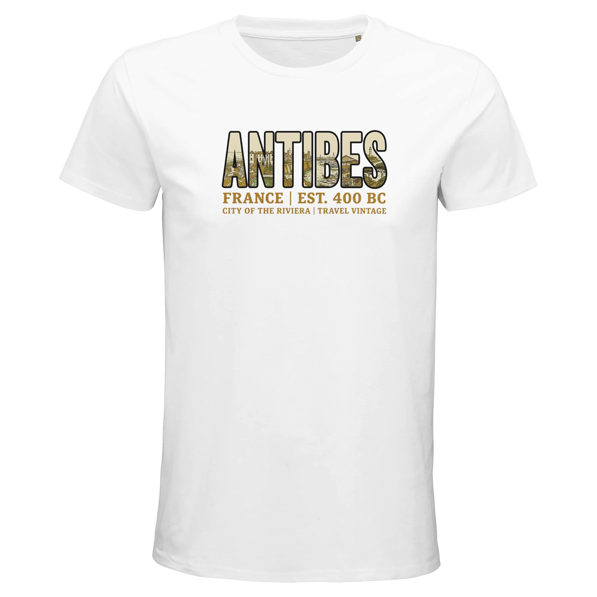 T-shirt Antibes homme bio ajusté ville Côte dAzur T-shirt Antibes homme bio ajusté ville Côte dAzur