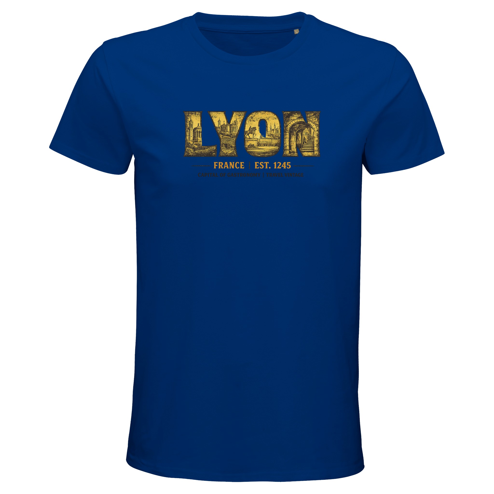 T-shirt Lyon homme bio ajusté ville et gastronomie T-shirt Lyon homme bio ajusté ville et gastronomie