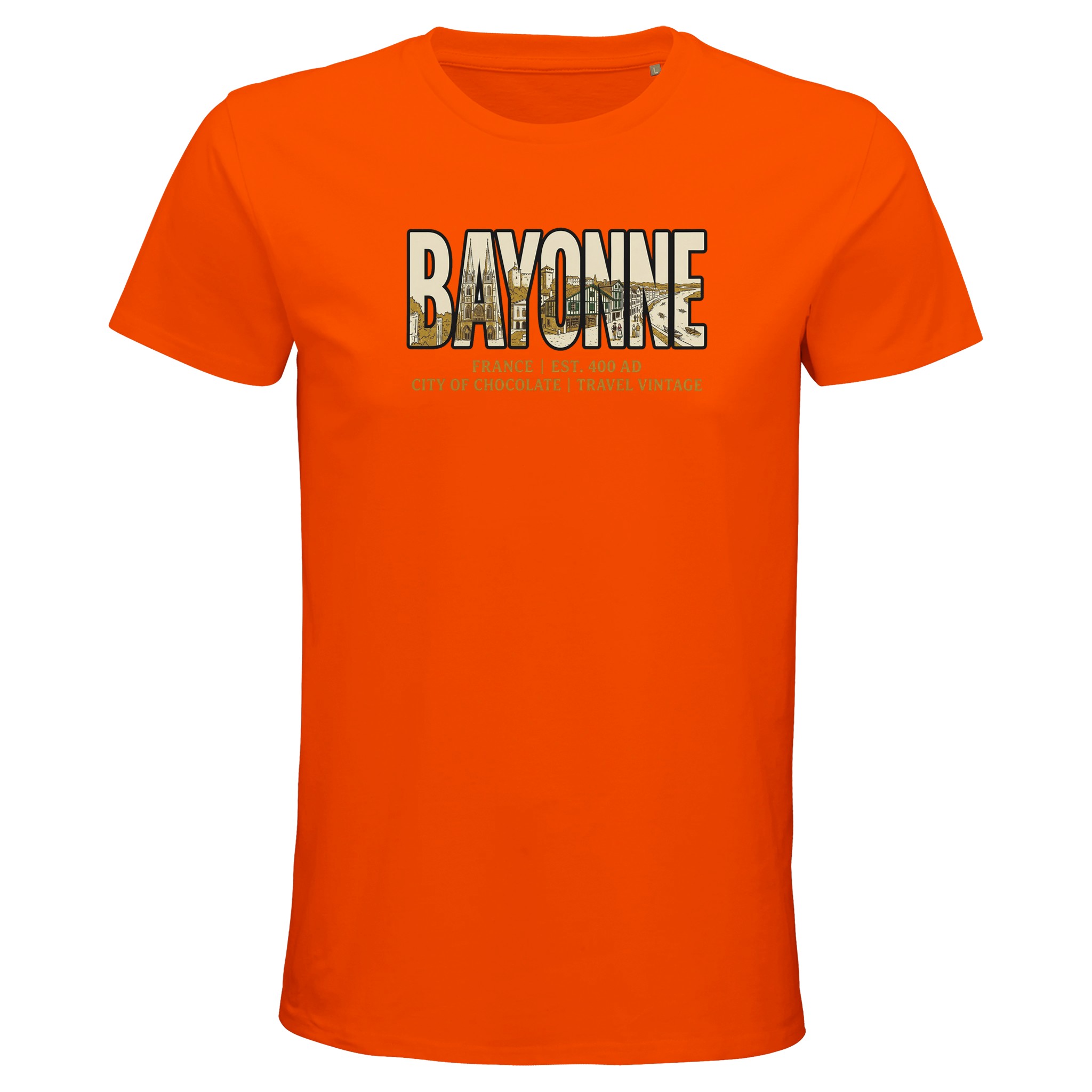 T-shirt Bayonne homme bio ajusté ville de chocolat T-shirt Bayonne homme bio ajusté ville de chocolat