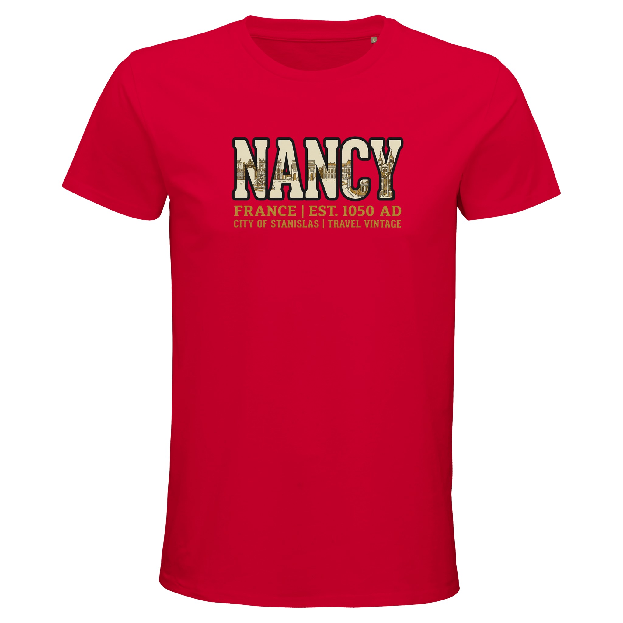 T-shirt Nancy homme bio ajusté ville française T-shirt Nancy homme bio ajusté ville française