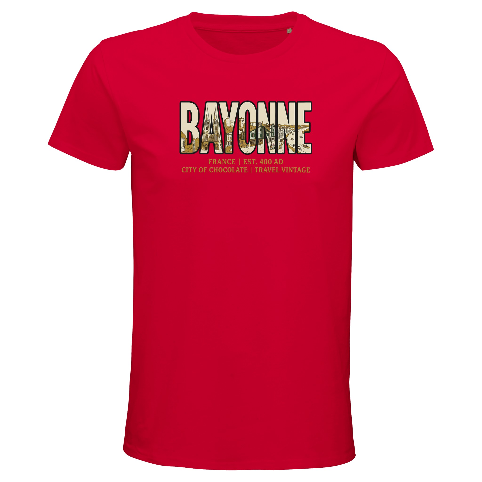 T-shirt Bayonne homme bio ajusté ville de chocolat T-shirt Bayonne homme bio ajusté ville de chocolat