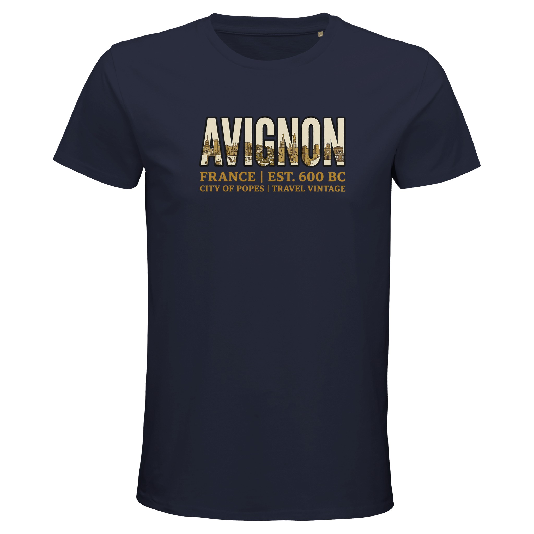 T-shirt Avignon homme bio ajusté ville vintage T-shirt Avignon homme bio ajusté ville vintage