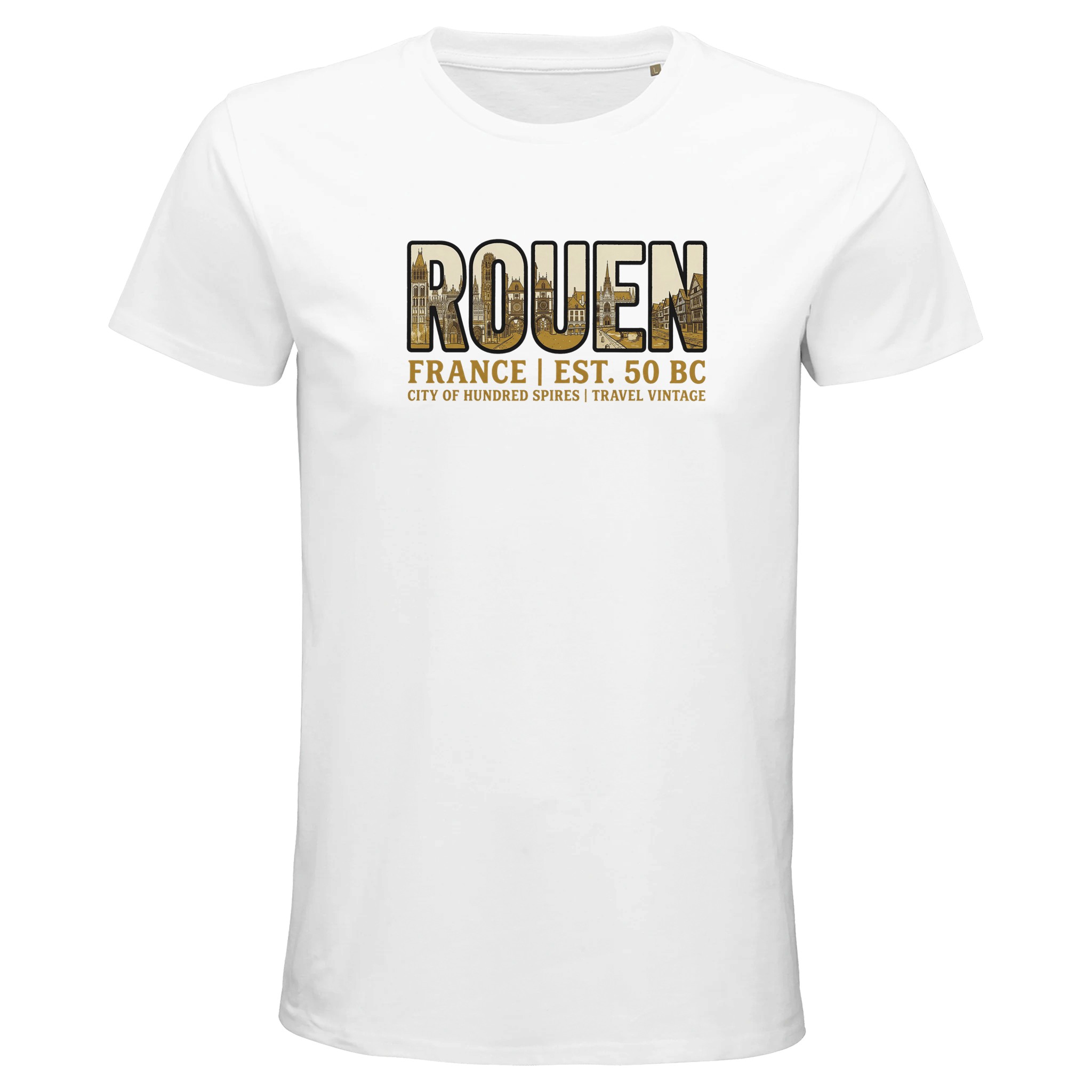 T-shirt Rouen homme bio ajusté ville française T-shirt Rouen homme bio ajusté ville française