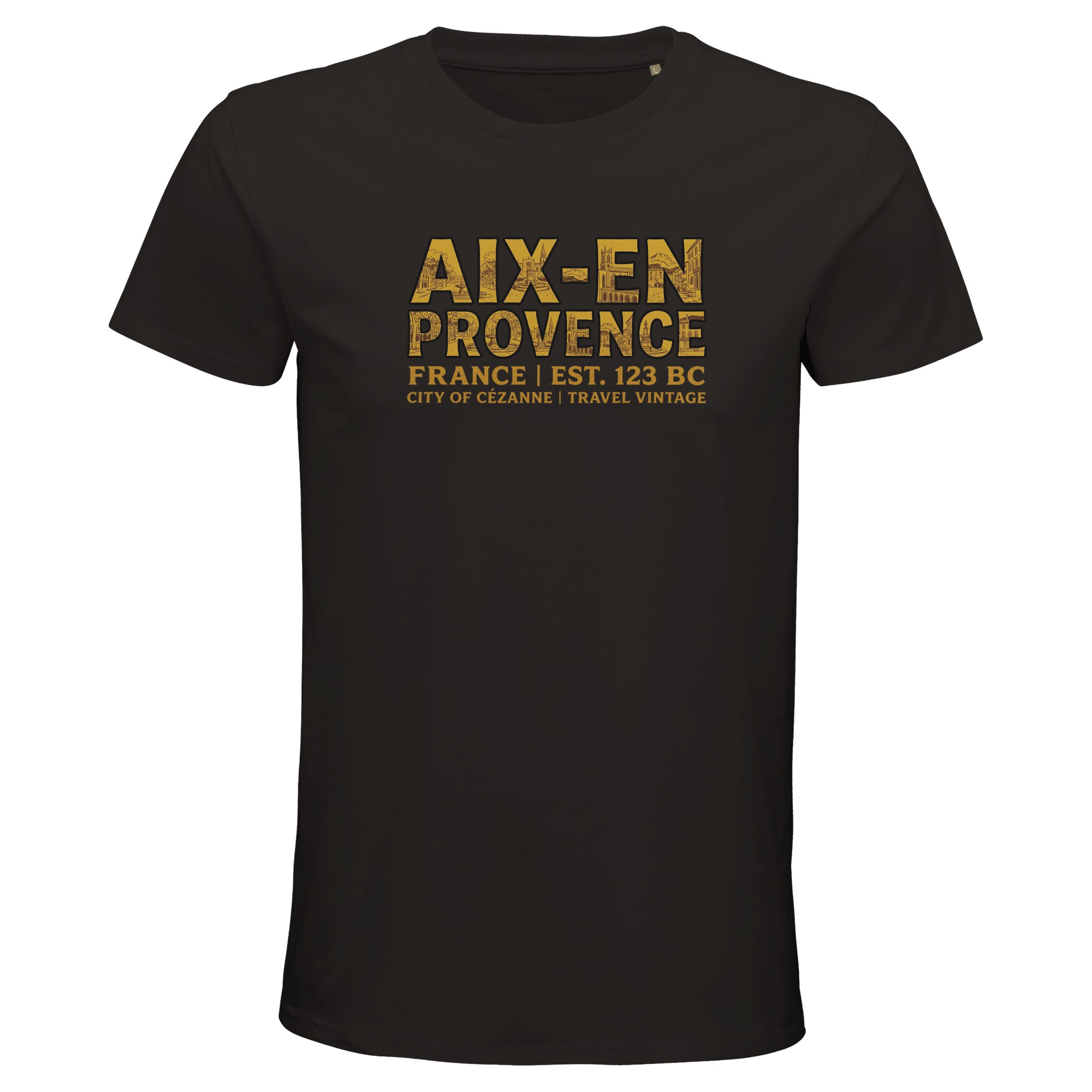 T-shirt Aix-en-Provence homme bio ajusté ville T-shirt Aix-en-Provence homme bio ajusté ville
