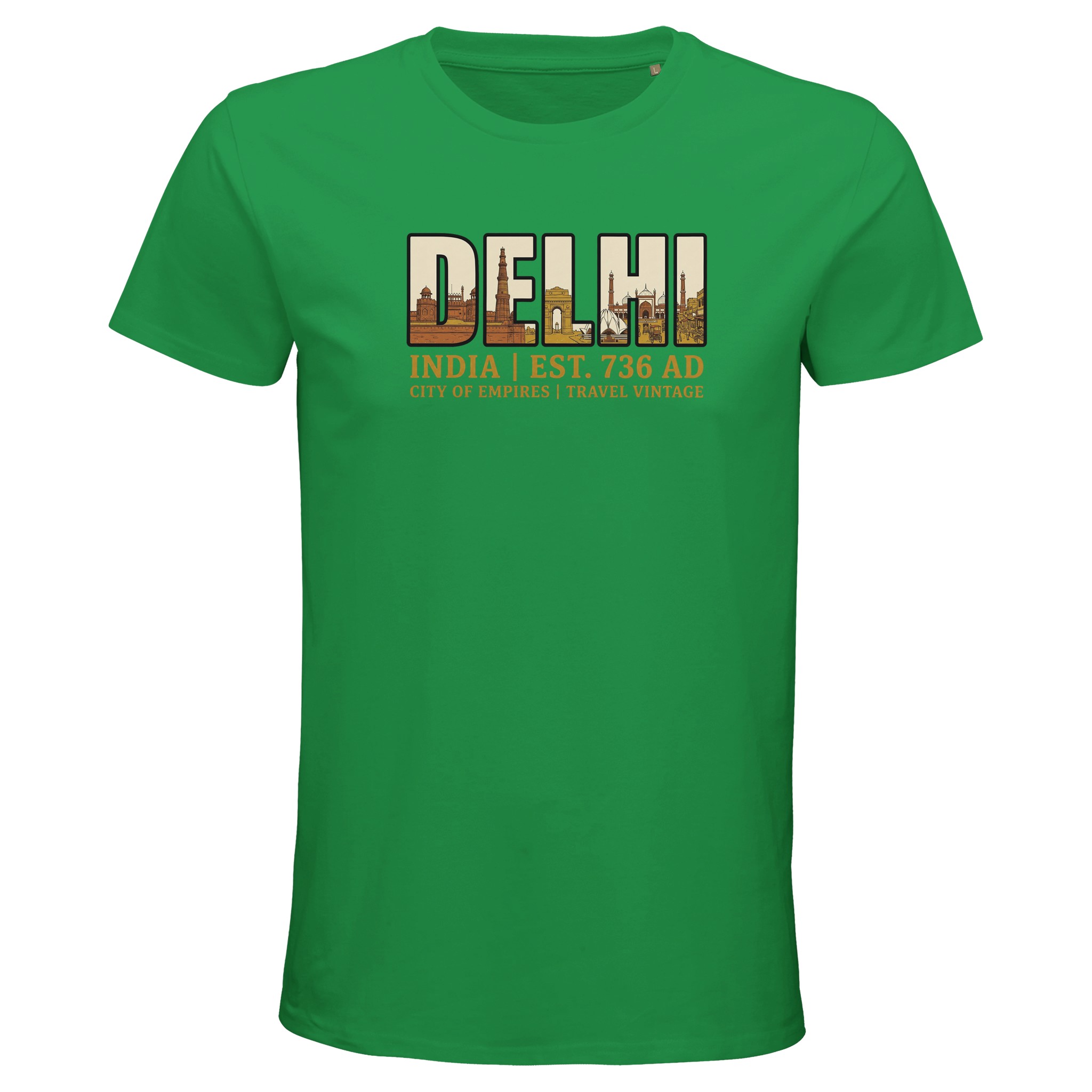 T-shirt Delhi homme bio ajusté – esprit vintage T-shirt Delhi homme bio ajusté - esprit vintage, coloris Kelly Vert