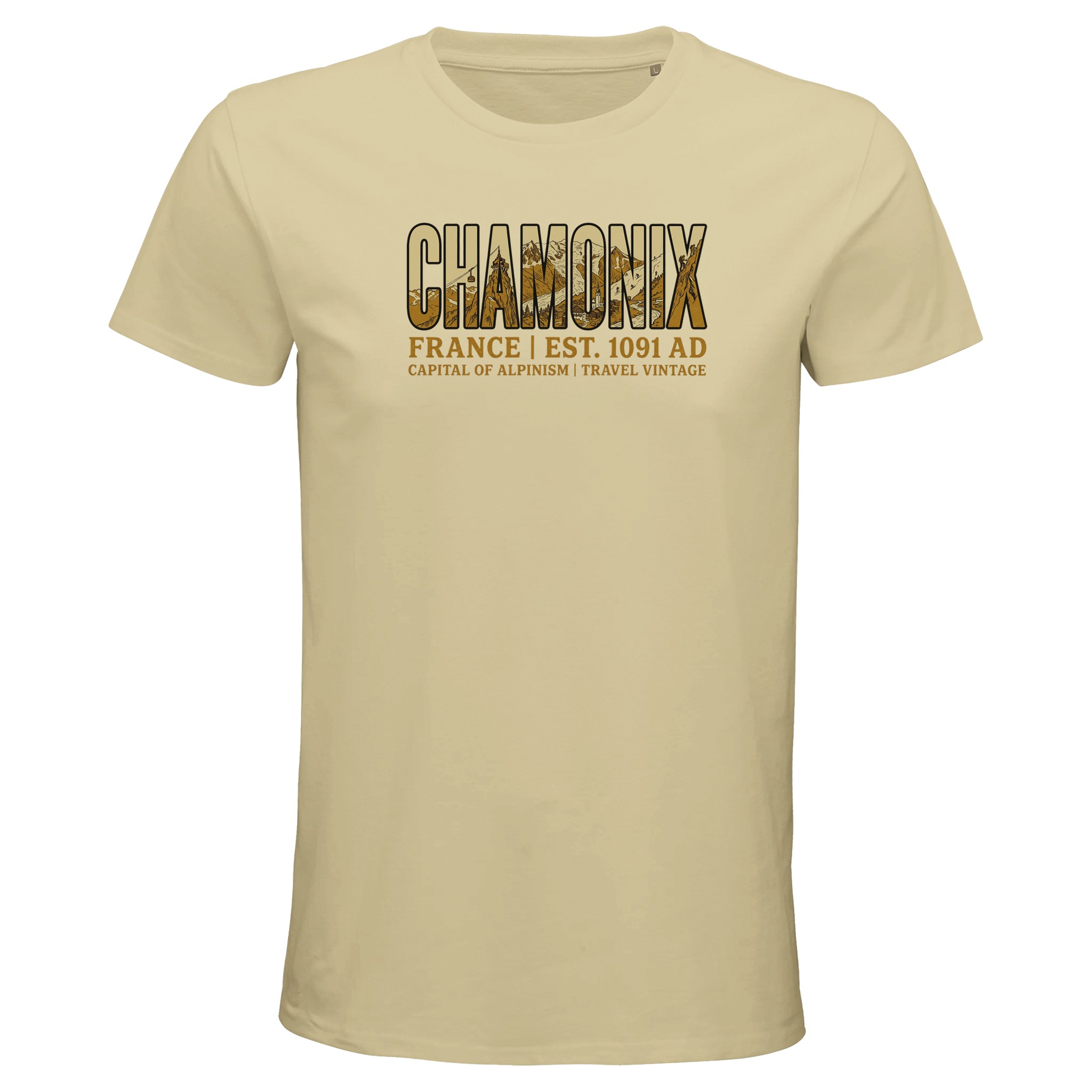 T-shirt Chamonix homme bio ajusté montagne T-shirt Chamonix homme bio ajusté montagne, coloris Natural