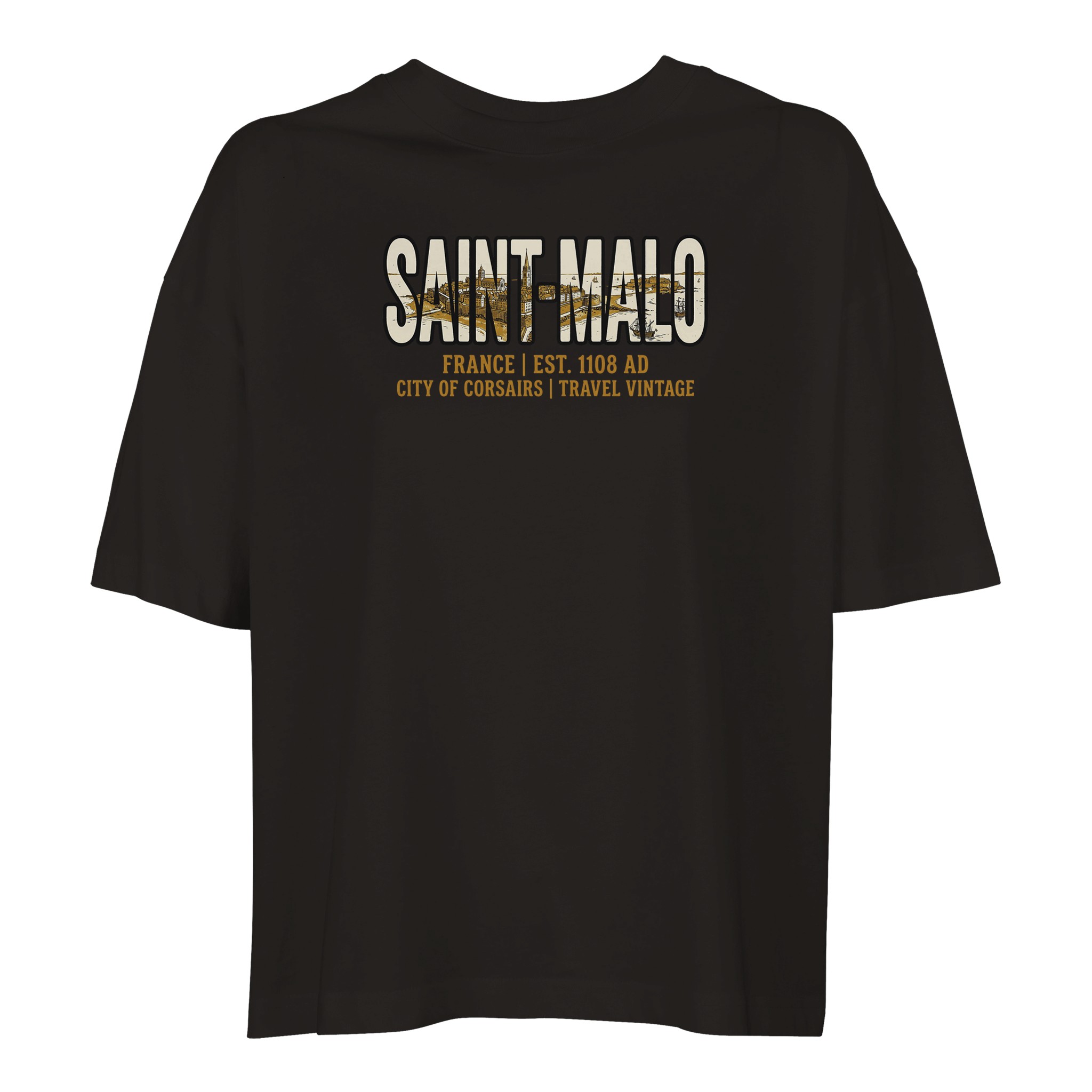 T-shirt Saint-Malo femme ample coton bio corsaire T-shirt Saint-Malo femme ample coton bio corsaire, coloris Deep Black