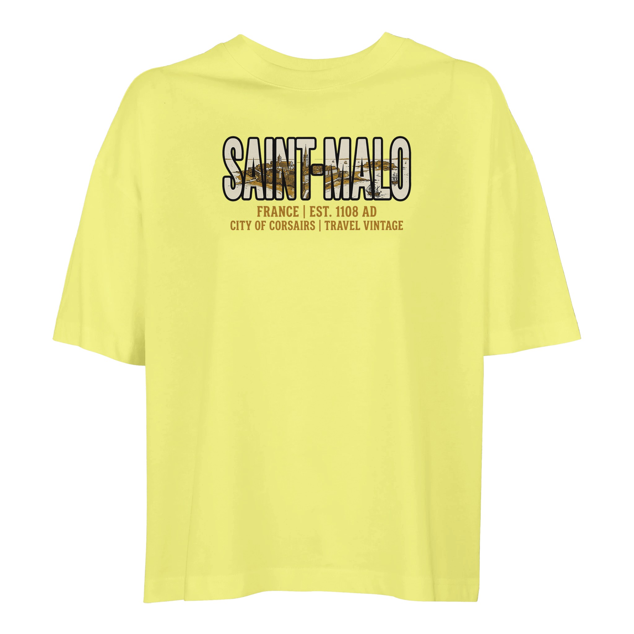 T-shirt Saint-Malo femme ample coton bio corsaire T-shirt Saint-Malo femme ample coton bio corsaire, coloris Jaune clair