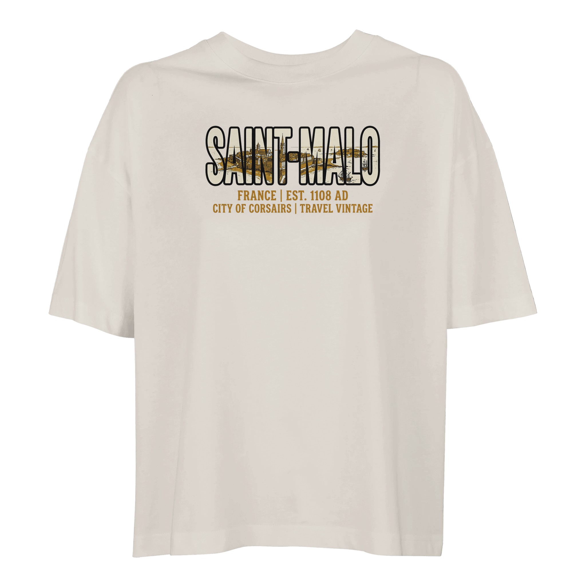 T-shirt Saint-Malo femme ample coton bio corsaire T-shirt Saint-Malo femme ample coton bio corsaire, coloris Off White
