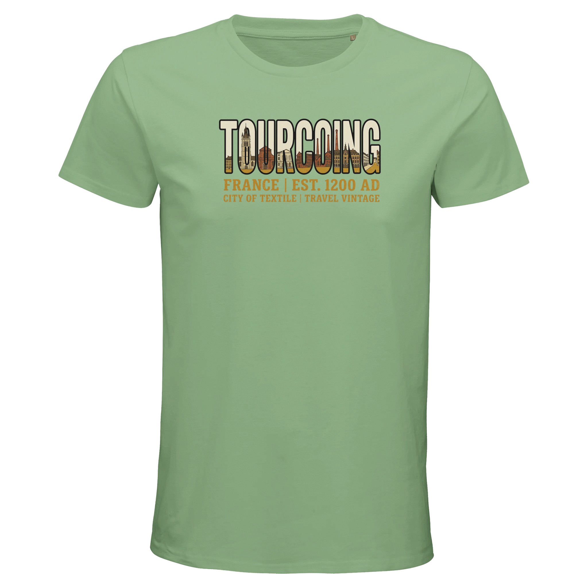 T-shirt Tourcoing homme bio ajusté coton T-shirt Tourcoing homme bio ajusté coton, coloris apple green