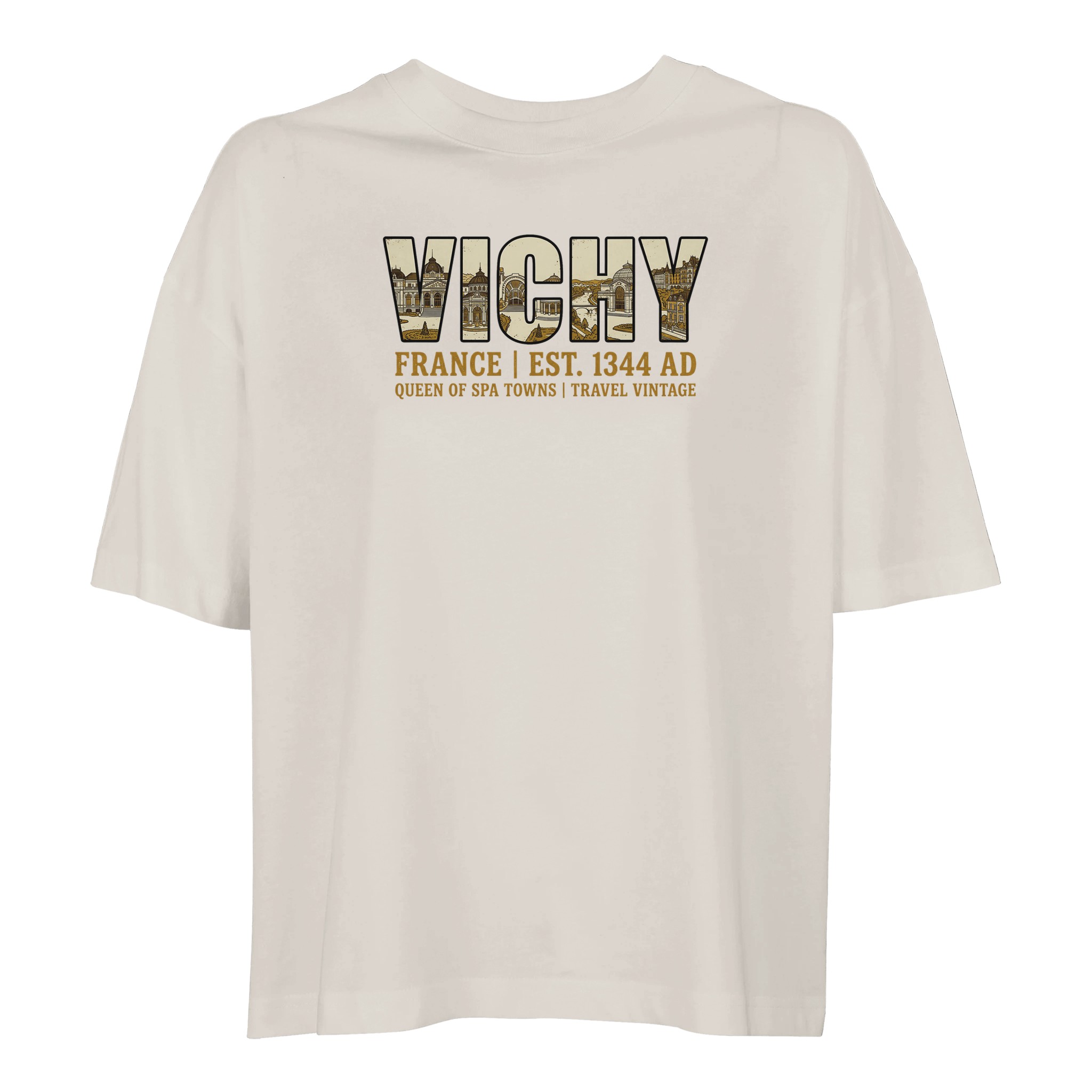 T-shirt Vichy femme ample coton bio conversion T-shirt Vichy femme ample coton bio conversion, coloris Off White