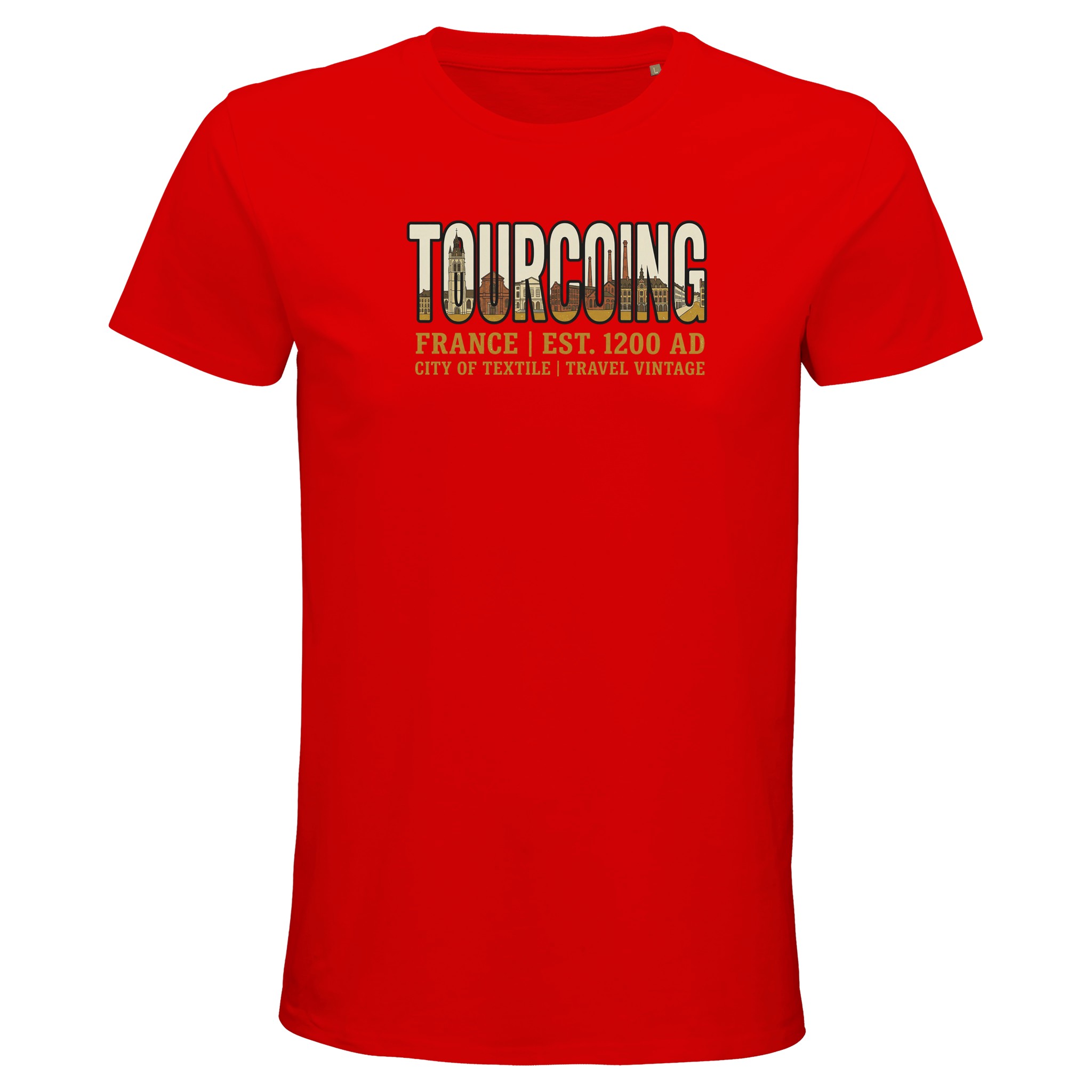 T-shirt Tourcoing homme bio ajusté coton T-shirt Tourcoing homme bio ajusté coton, coloris Bright Red