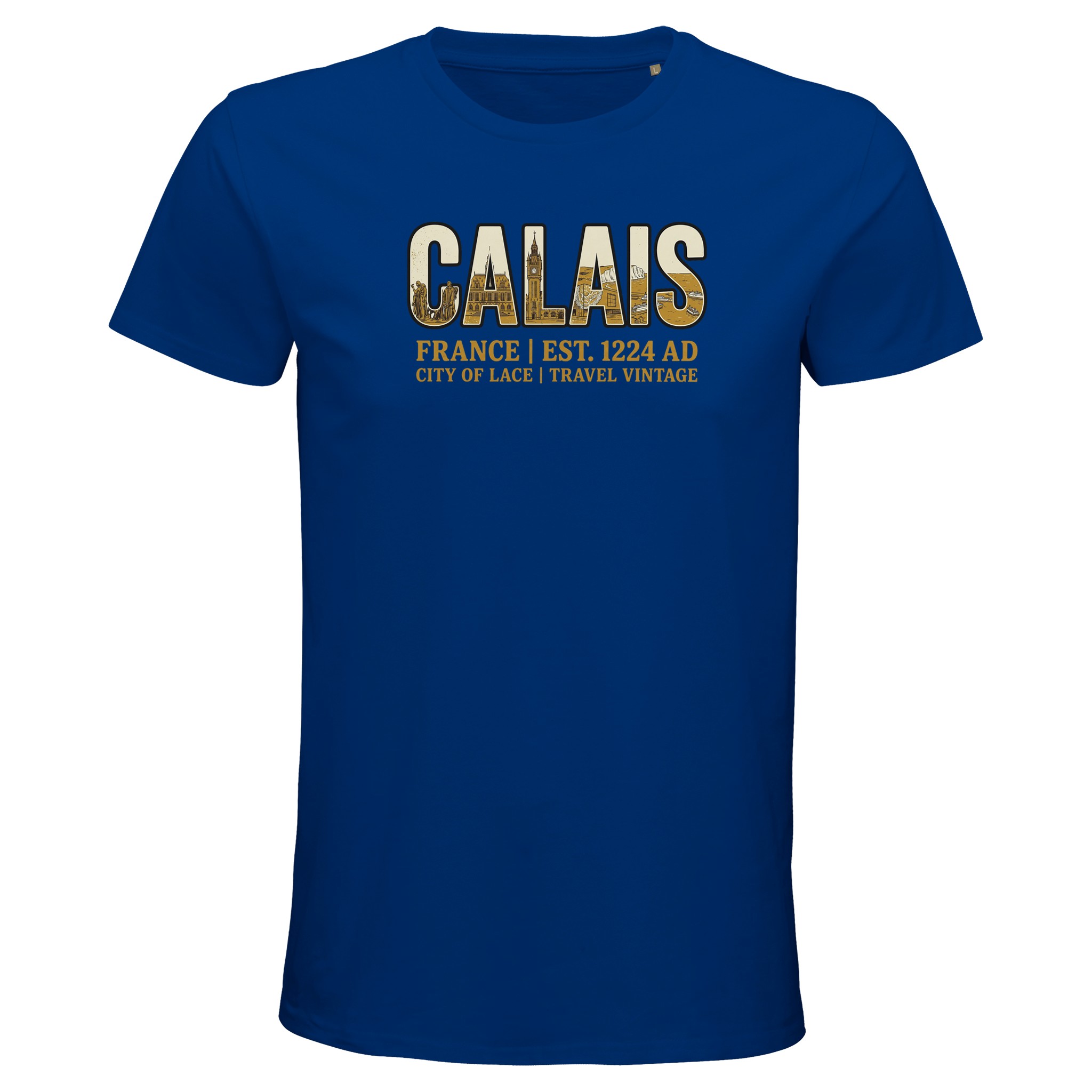 T-shirt Calais homme bio ajusté Cité de la dentelle T-shirt Calais homme bio ajusté Cité de la dentelle, coloris Royal Blue
